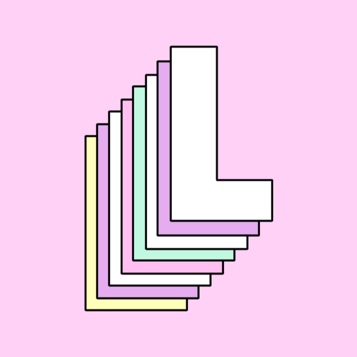 colorful letter l, geometric rectangles, black outlines, SD Desktop Wallpaper