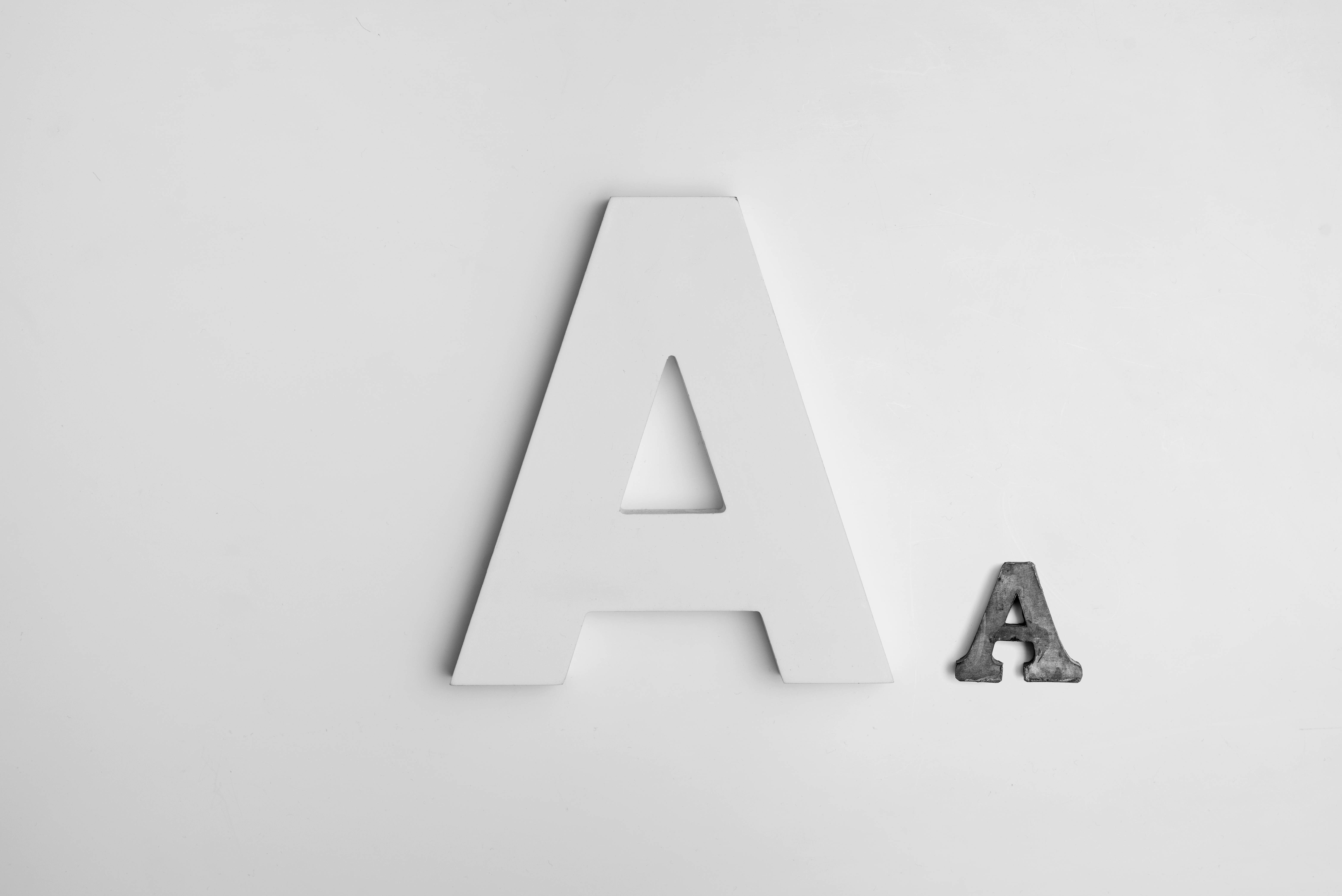 letter A, white, weathered metal, 5K Desktop Wallpaper