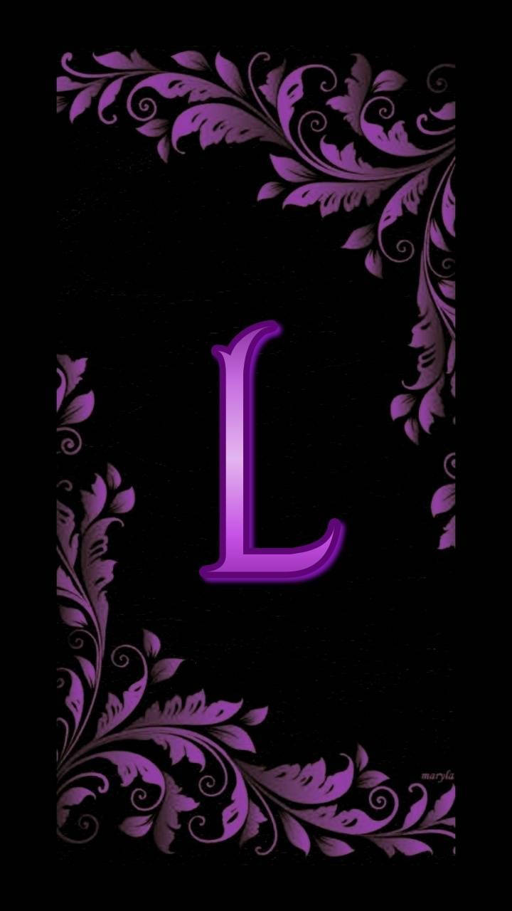 letter L, purple, floral border, HD Phone Wallpaper