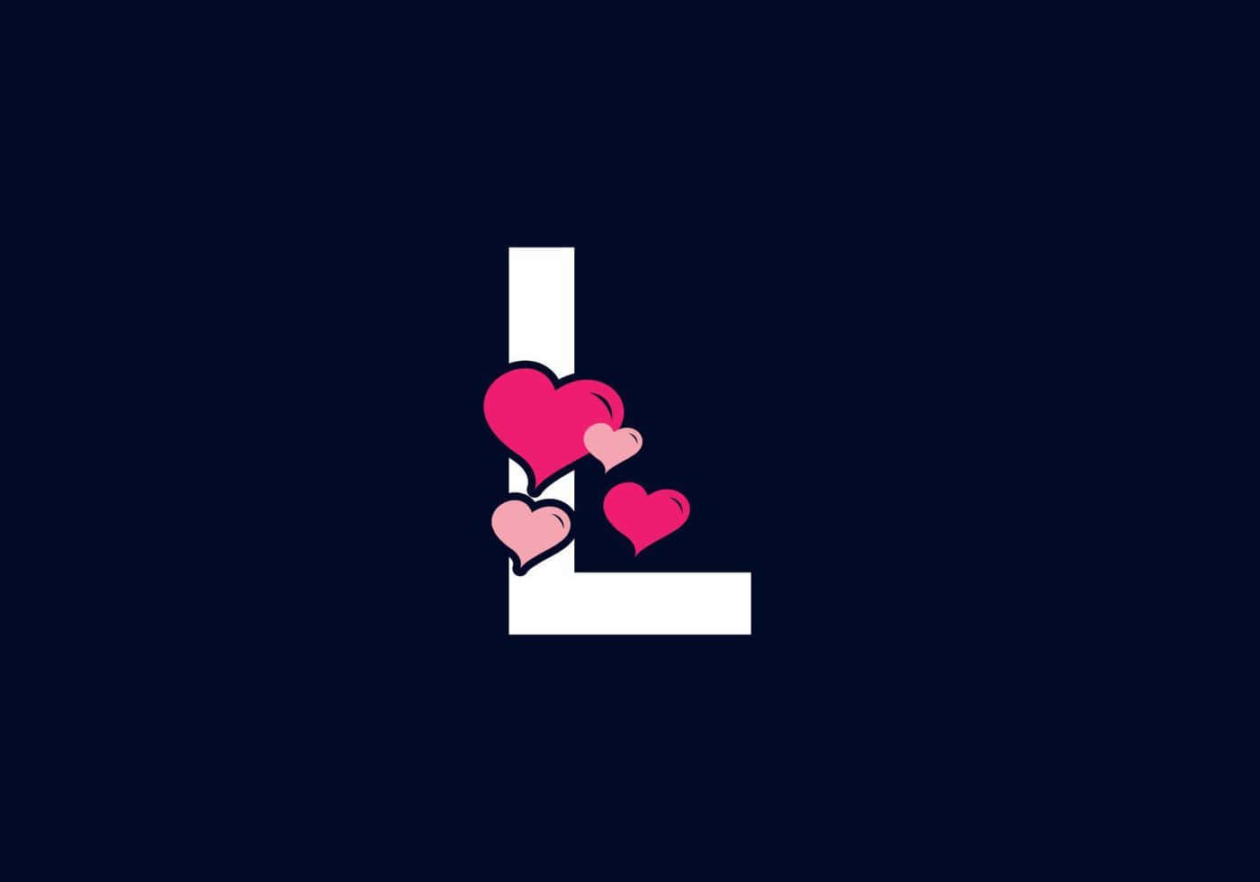 Letter L, pink hearts, white letter, HD Desktop Wallpaper