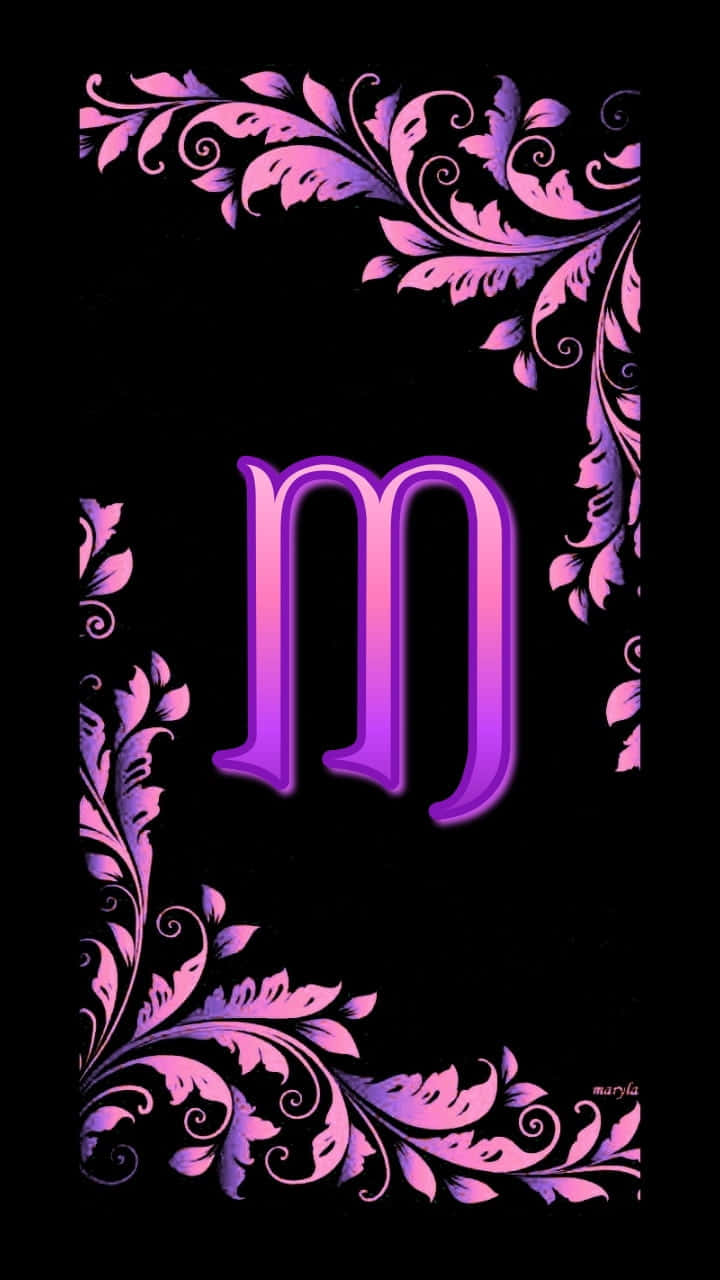Cute Purple M, glowing purple letter M, black background, HD Phone Wallpaper