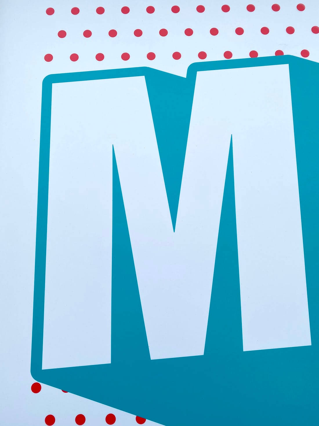 Letter M, teal, red polka dots, HD Phone Wallpaper