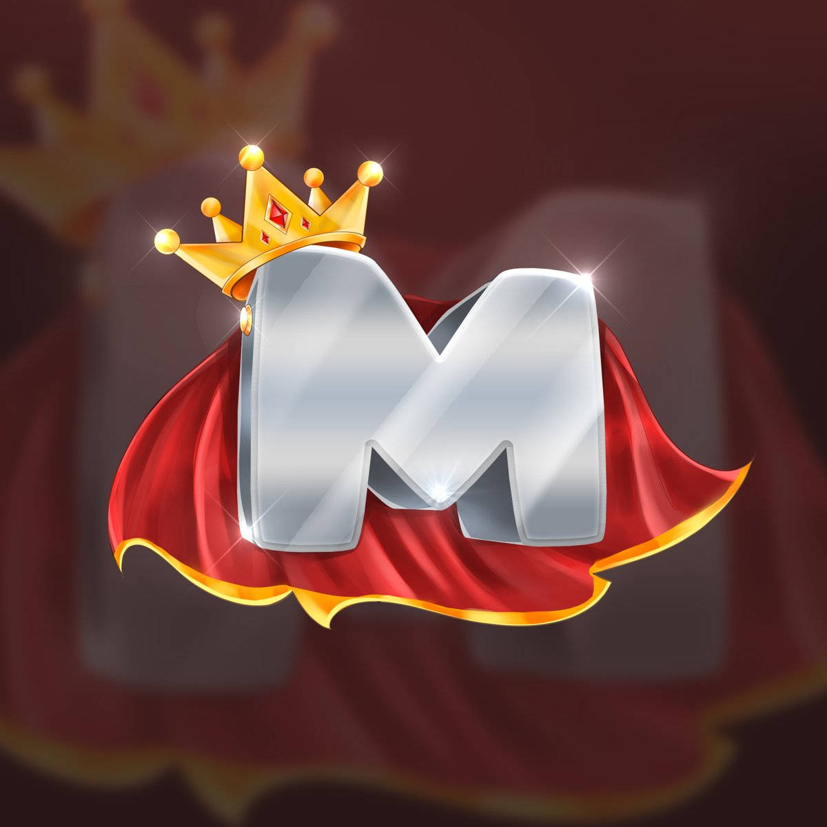 Letter M, red cape, silver, SD Desktop Wallpaper
