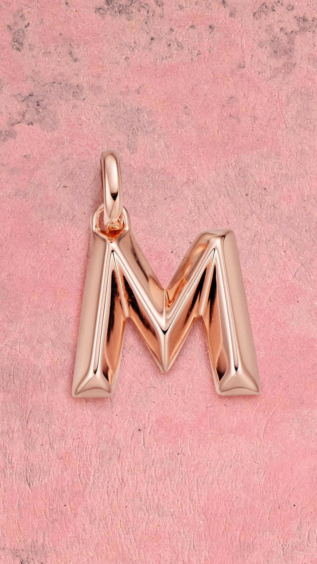 rose gold, letter M, polished facets, Full HD Phone Wallpaper