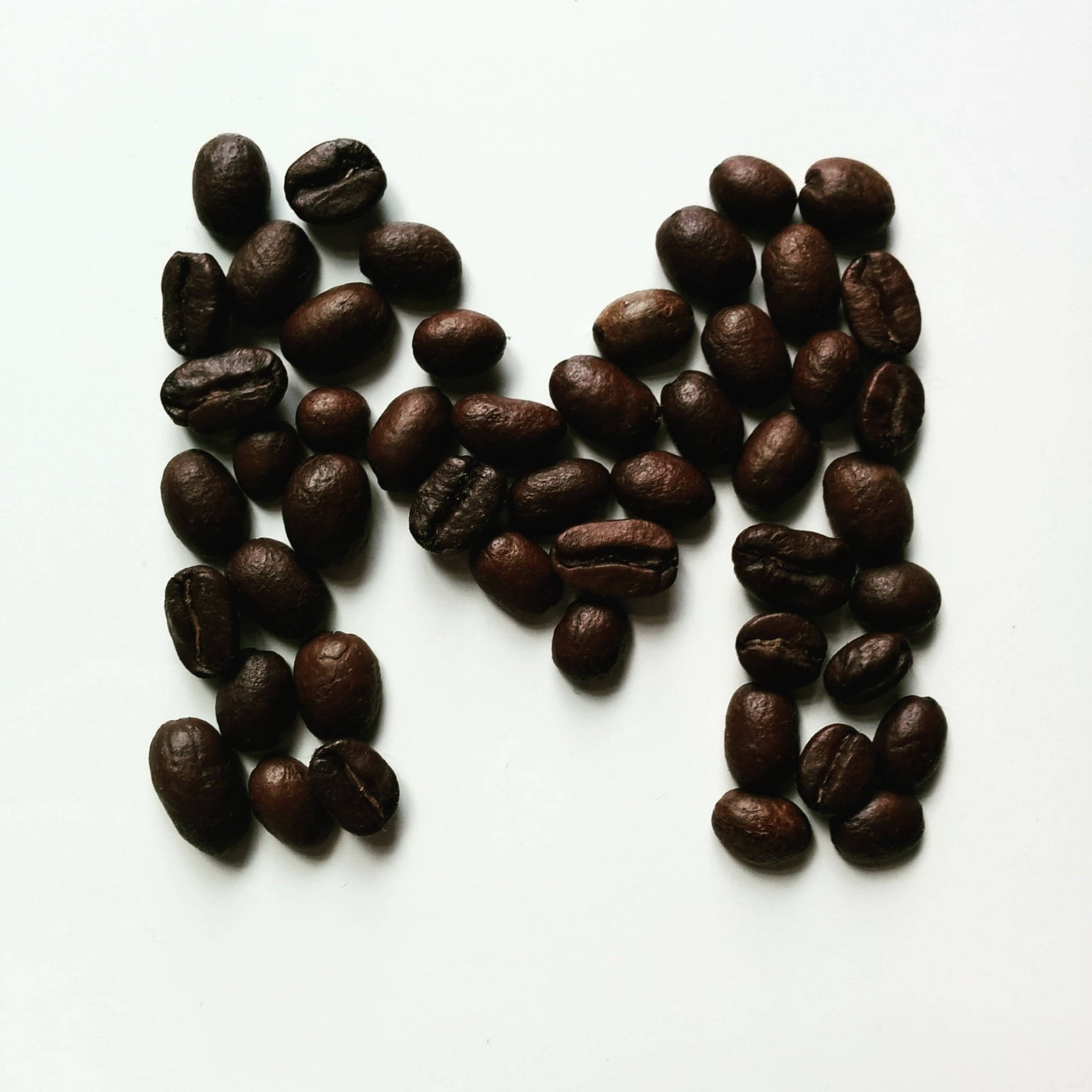 Letter M, coffee beans, roasted, Full HD Desktop Wallpaper