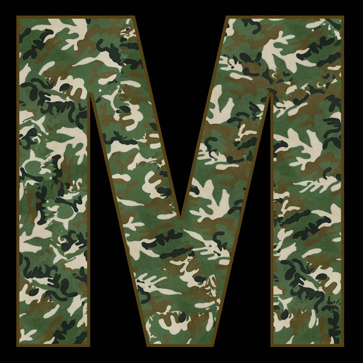 Letter M, camouflage pattern, green, SD Desktop Wallpaper
