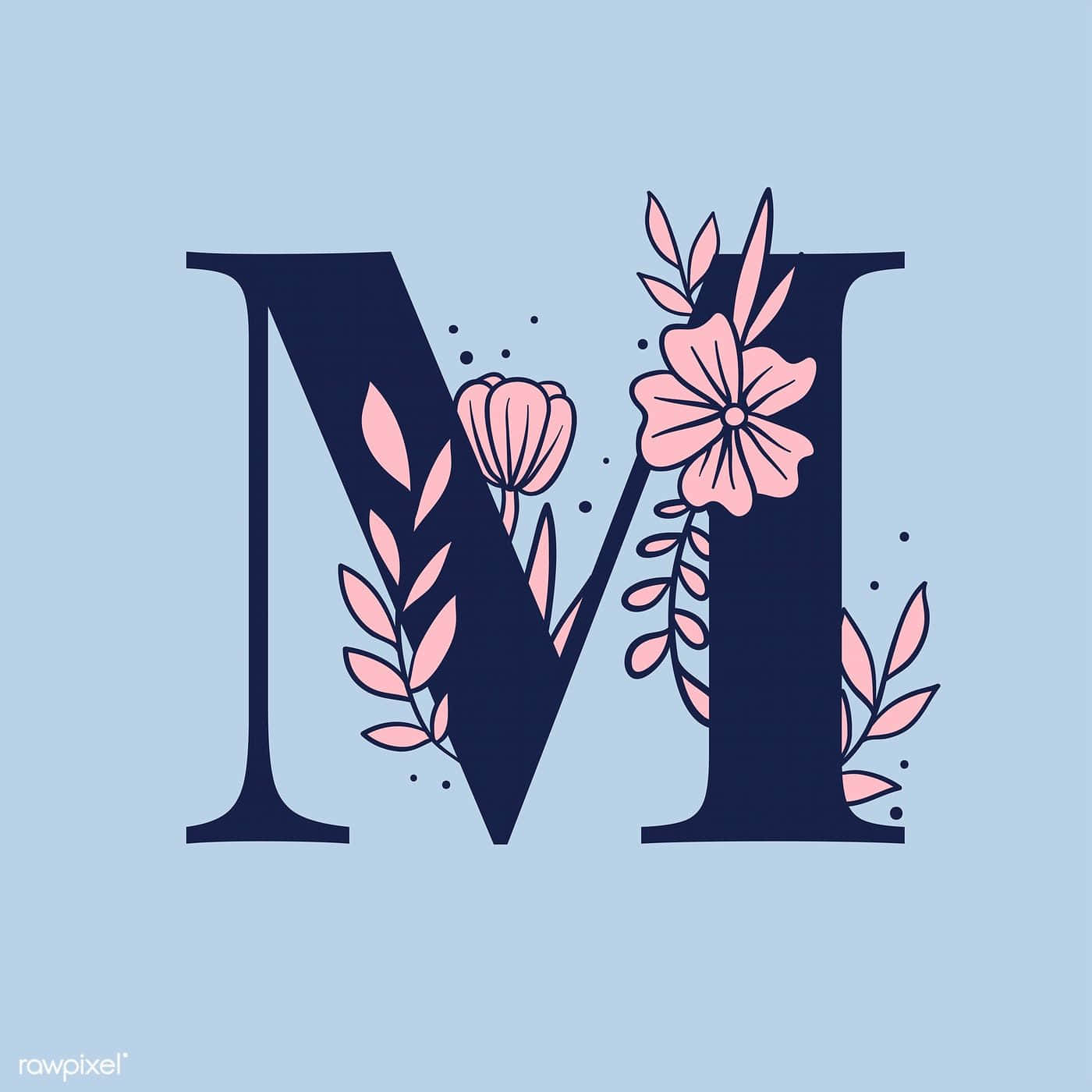 navy blue, pink flowers, leaves, HD Desktop Wallpaper