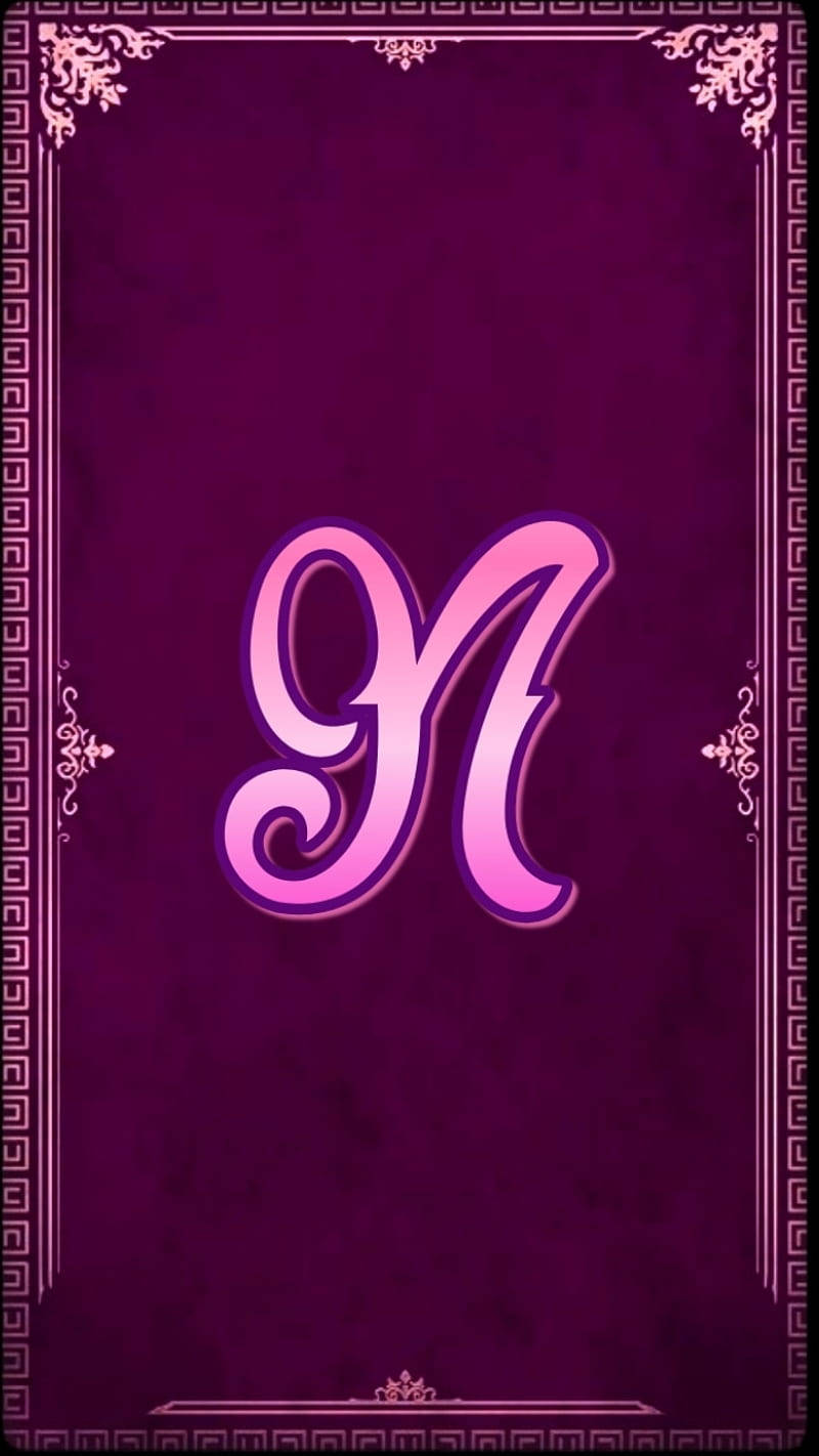 Letter N, ornate frame, pink, HD Phone Wallpaper