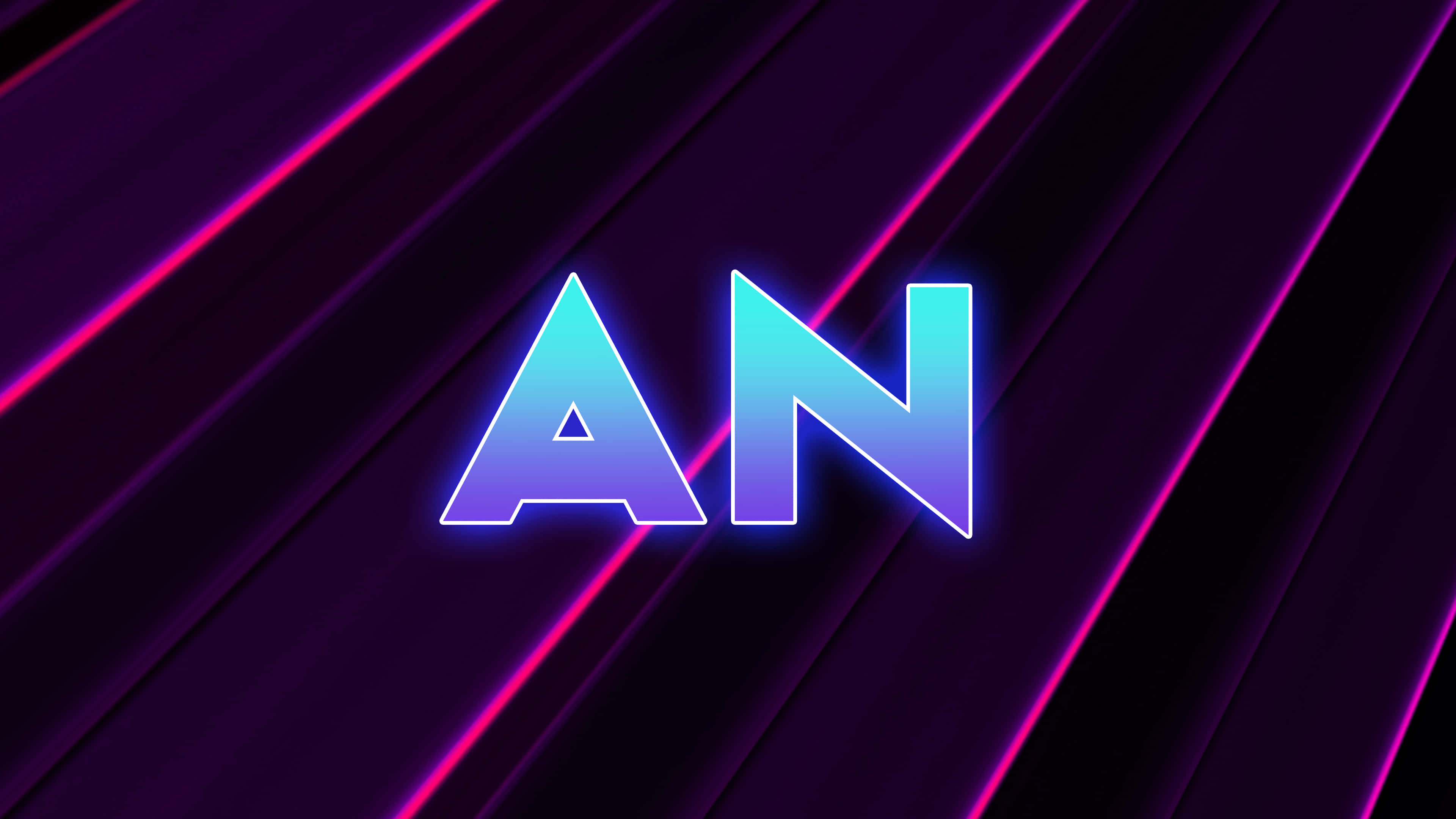 AN, gradient blue and purple neon, dark background, 4K Desktop Wallpaper