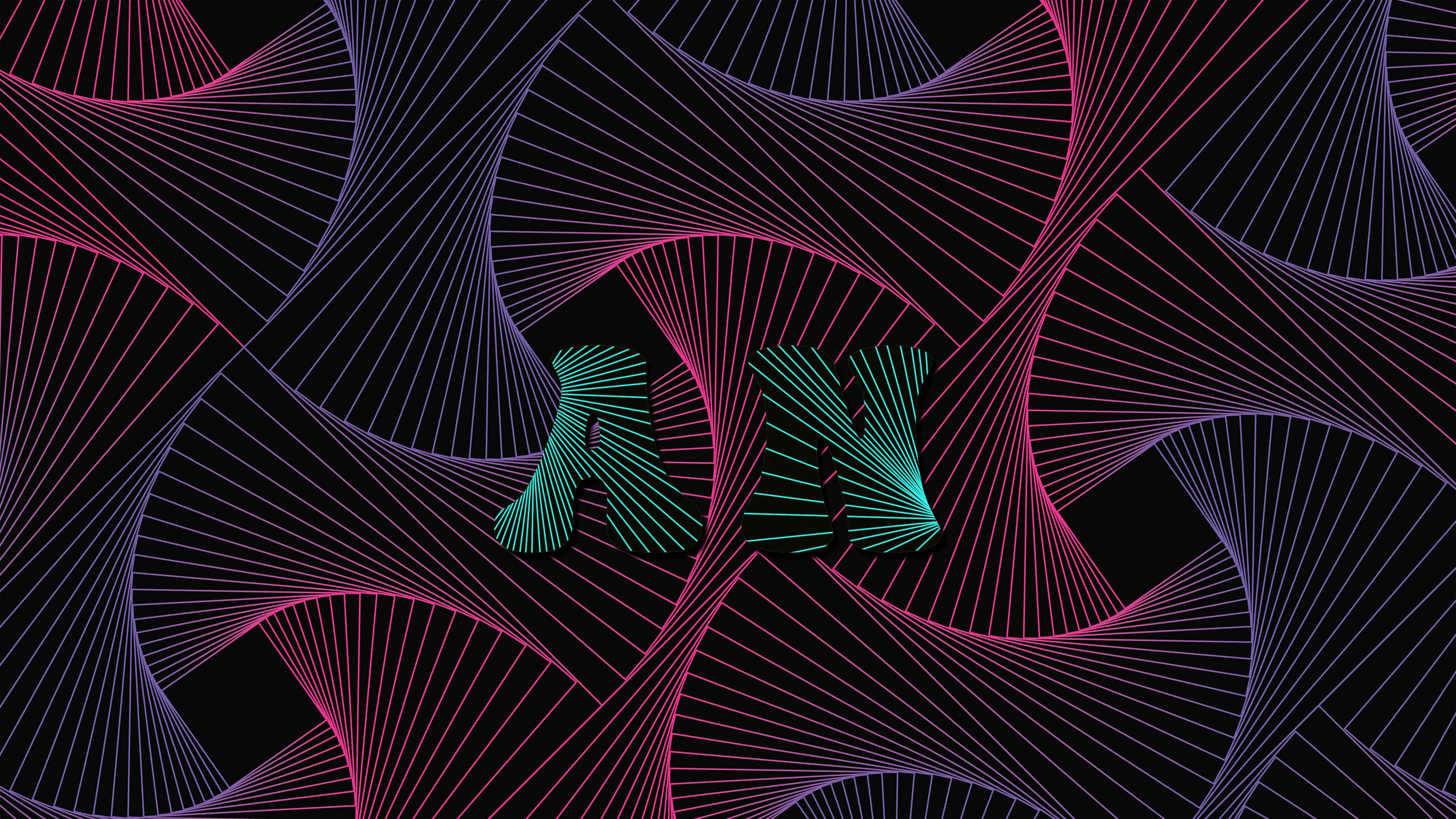 neon pink, teal, geometric lines, 4K Desktop Wallpaper