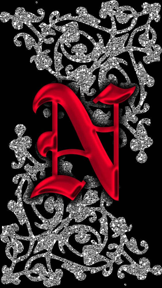 letter N, blood red, satin sheen, SD Phone Wallpaper