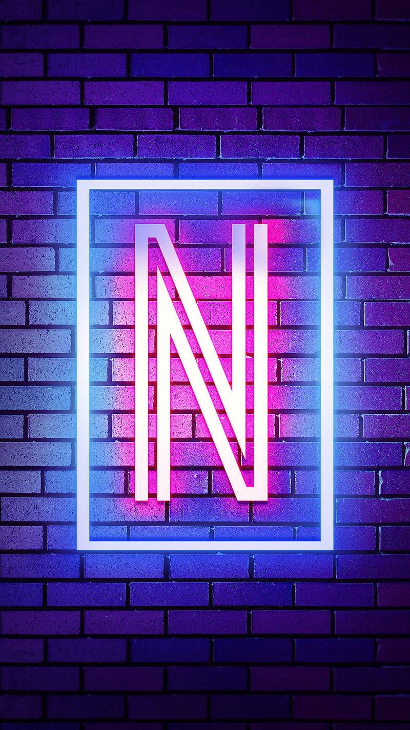 Letter N, neon light, pink and blue hues, HD Phone Wallpaper