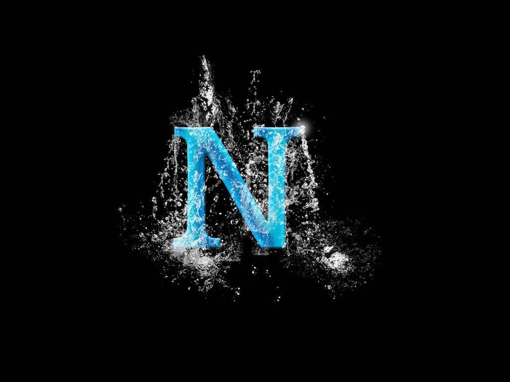 Letter N, water splash, blue, SD Desktop Wallpaper