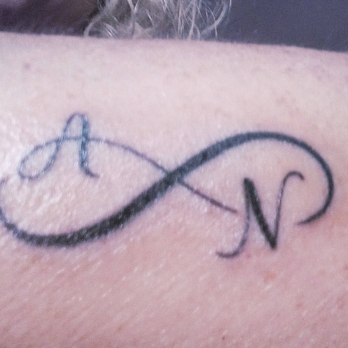 infinity symbol, A and N, black ink, HD Desktop Wallpaper