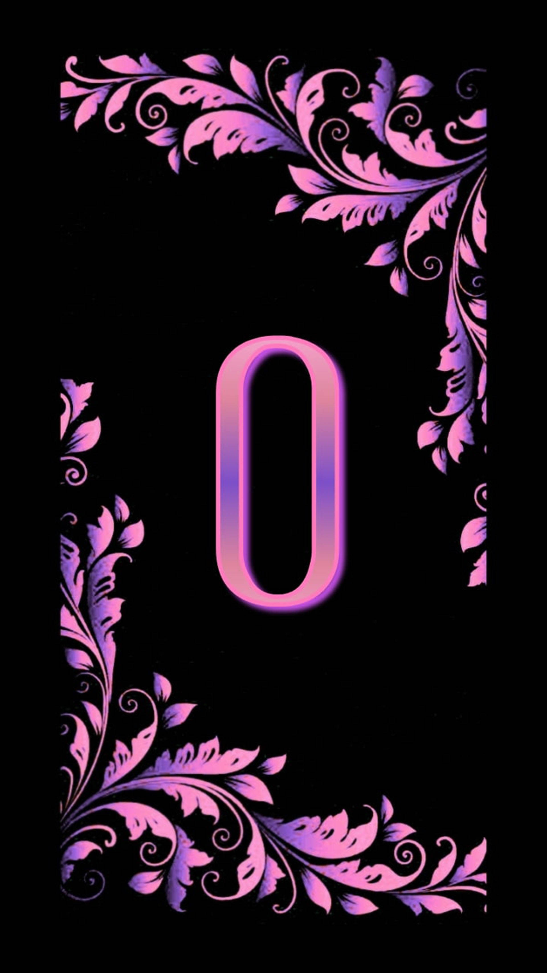 Purplish Pink Letter O, glowing purple, black, 2K Phone Wallpaper