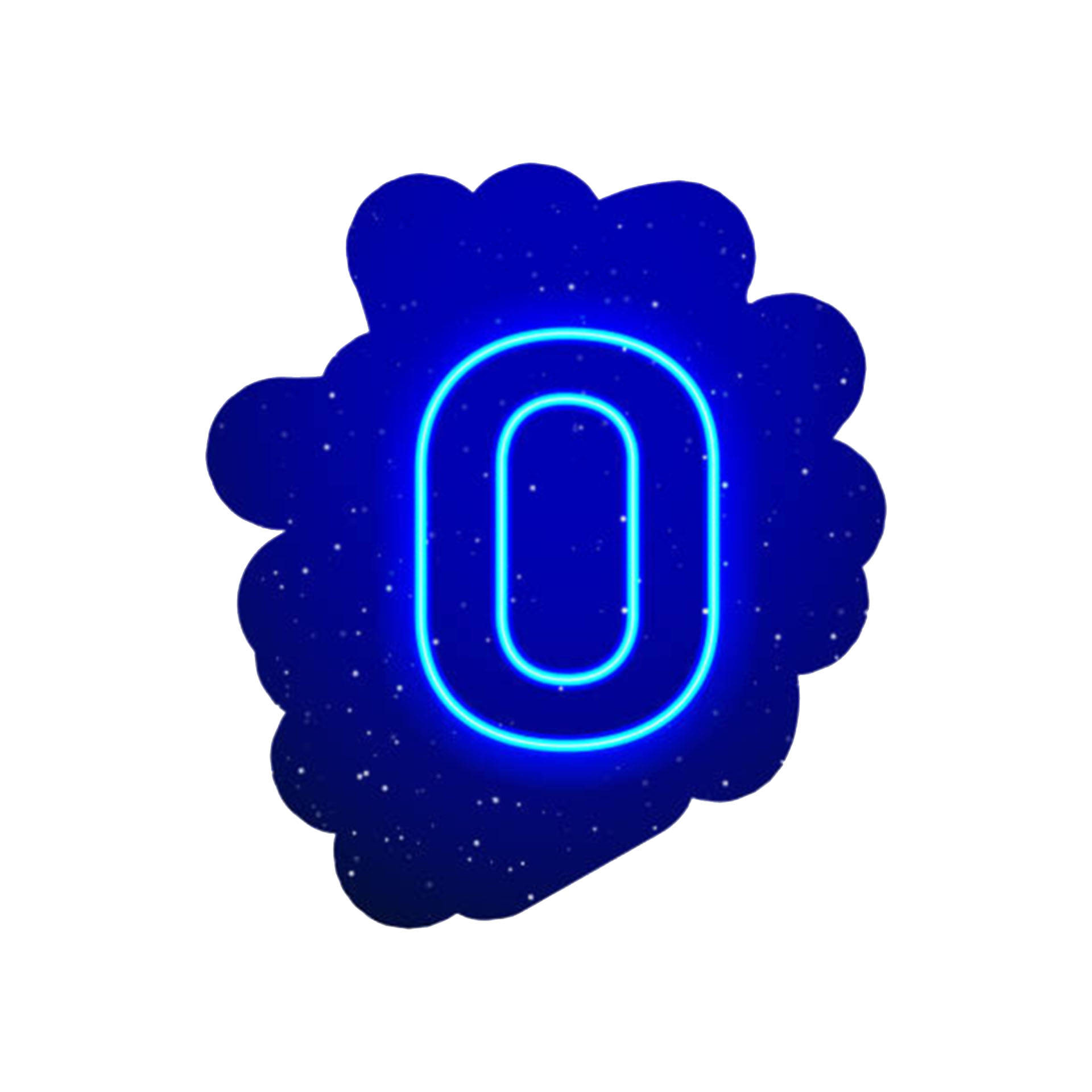 Blue Neon Letter O, neon blue, dark blue starry cloud background, Full HD Desktop Wallpaper