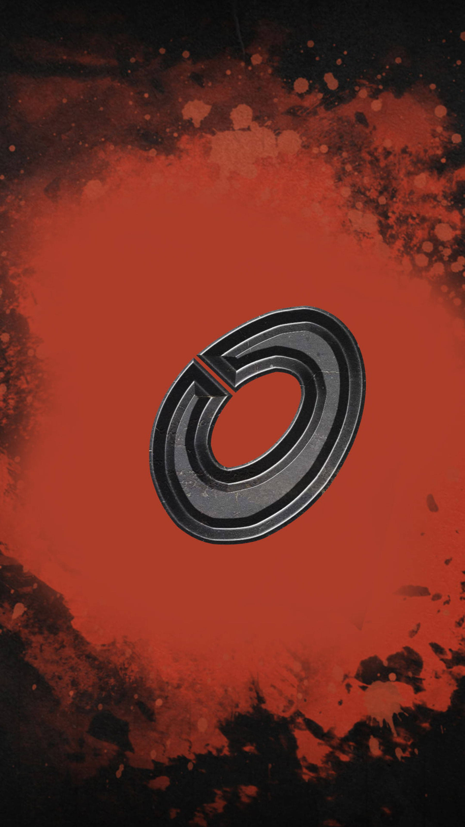 metallic letter o, fiery red, black splattered background, 2K Phone Wallpaper