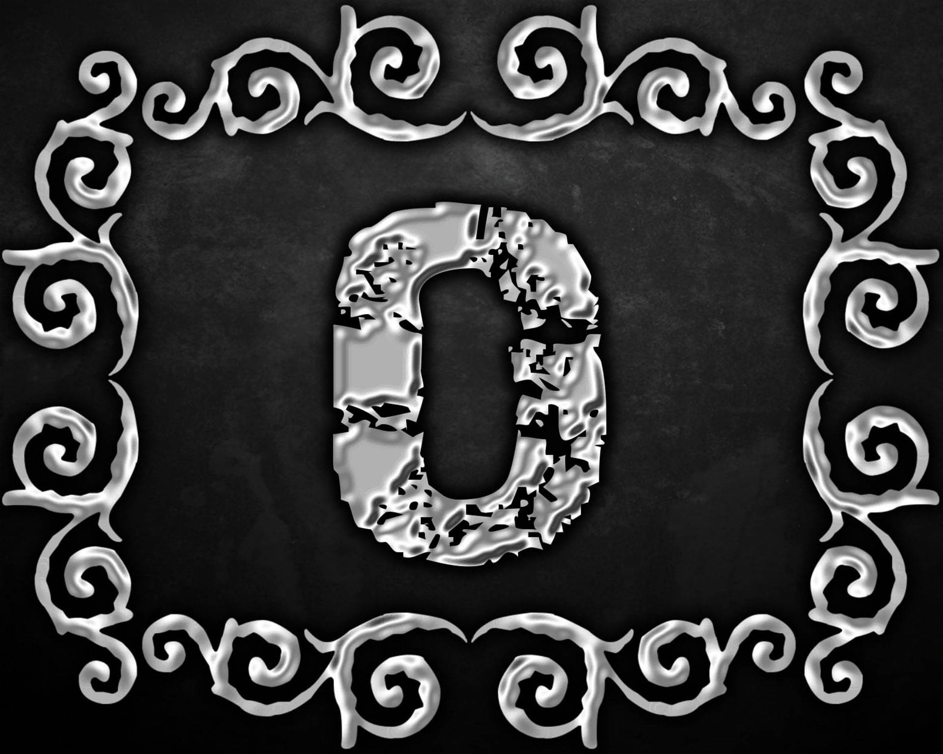 Letter O, silver aesthetic, metallic number zero, Full HD Desktop Wallpaper