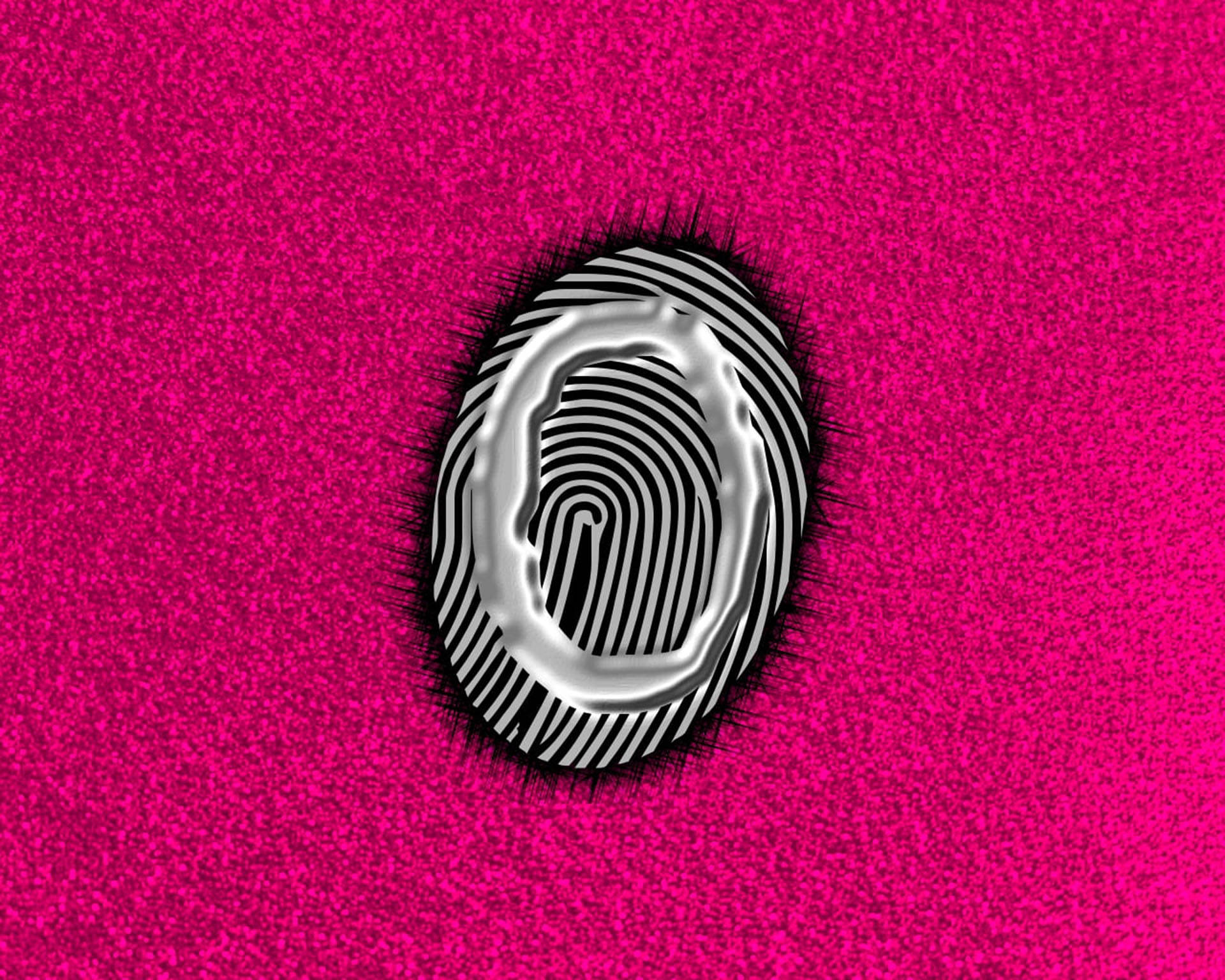 Letter O, metallic fingerprint, vibrant pink textured background, Full HD Desktop Wallpaper