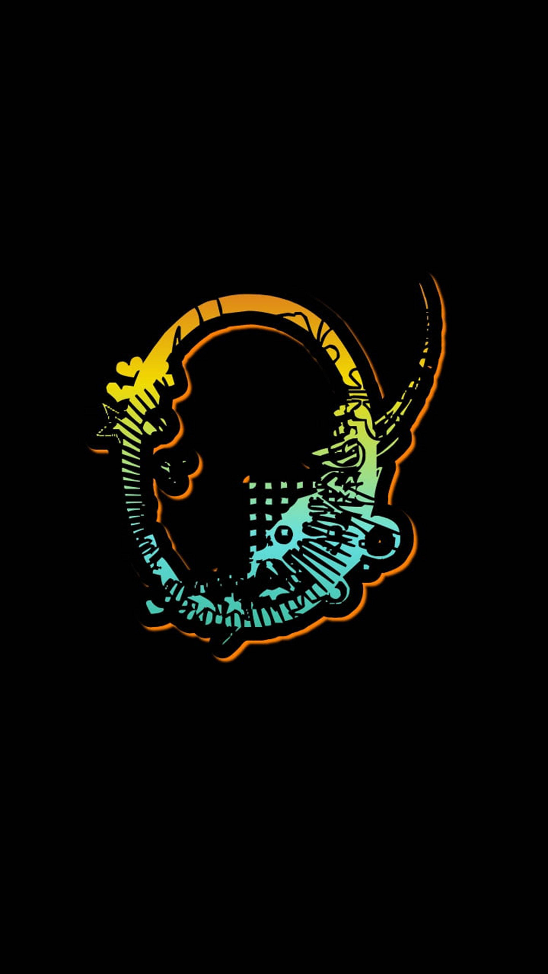 bright letter o abstract, glowing dragon head, orange and teal neon outlines, 2K Phone Wallpaper