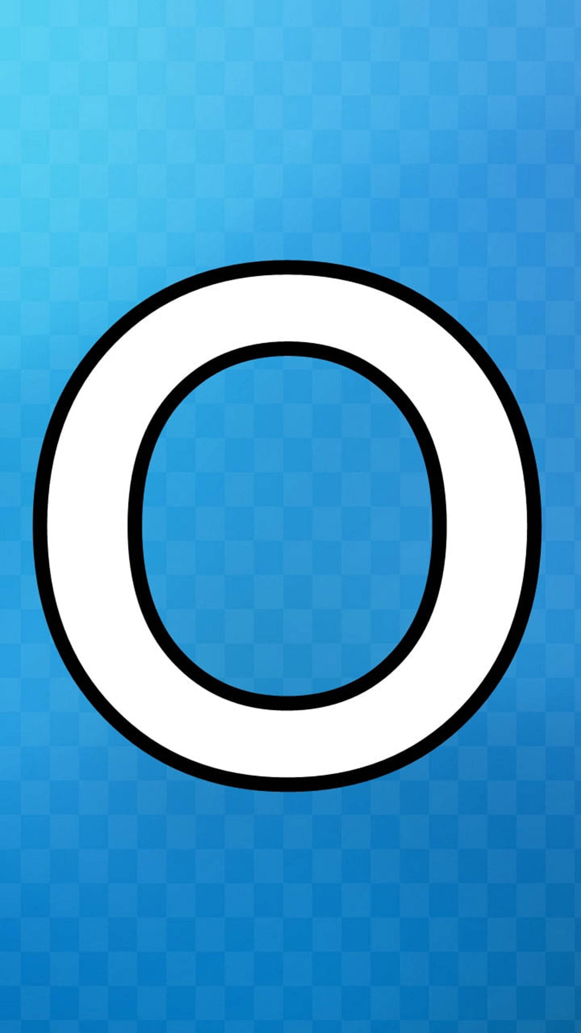 Letter O, blue checkered background, white letter O, 2K Phone Wallpaper