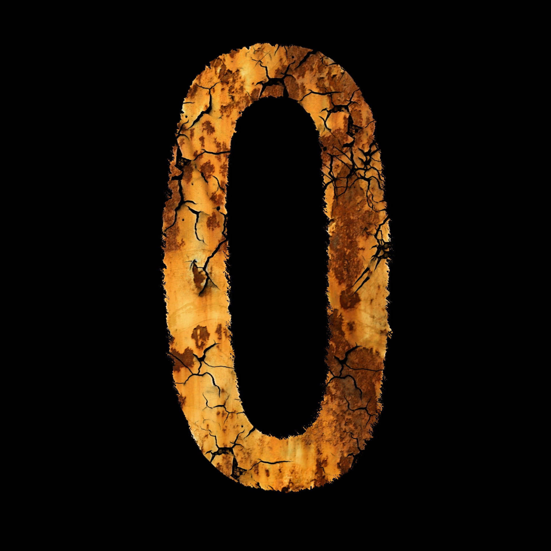 Rustic Letter O, golden zero symbol, cracked, Full HD Desktop Wallpaper