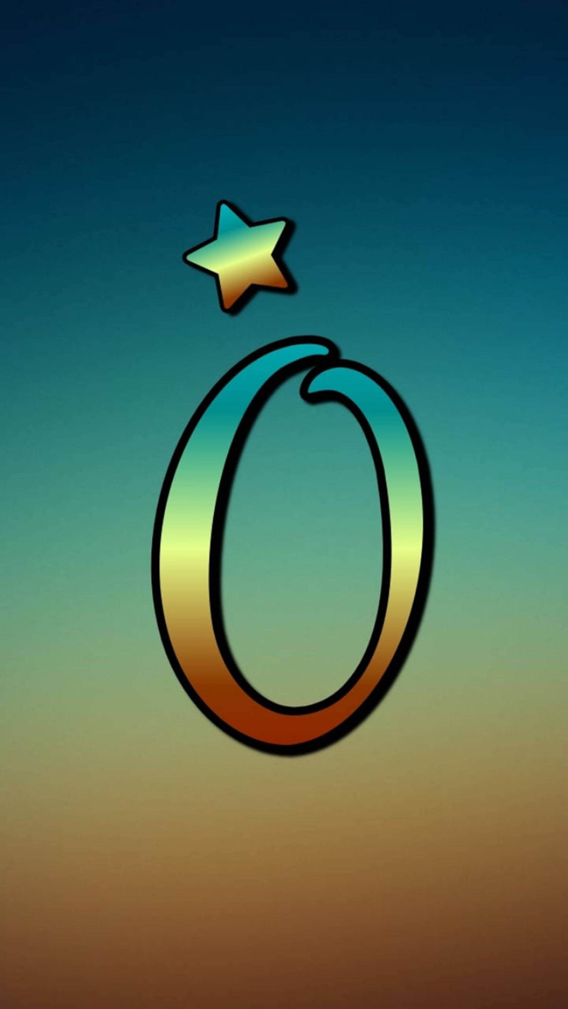 multicolored letter o, star, teal, 2K Phone Wallpaper