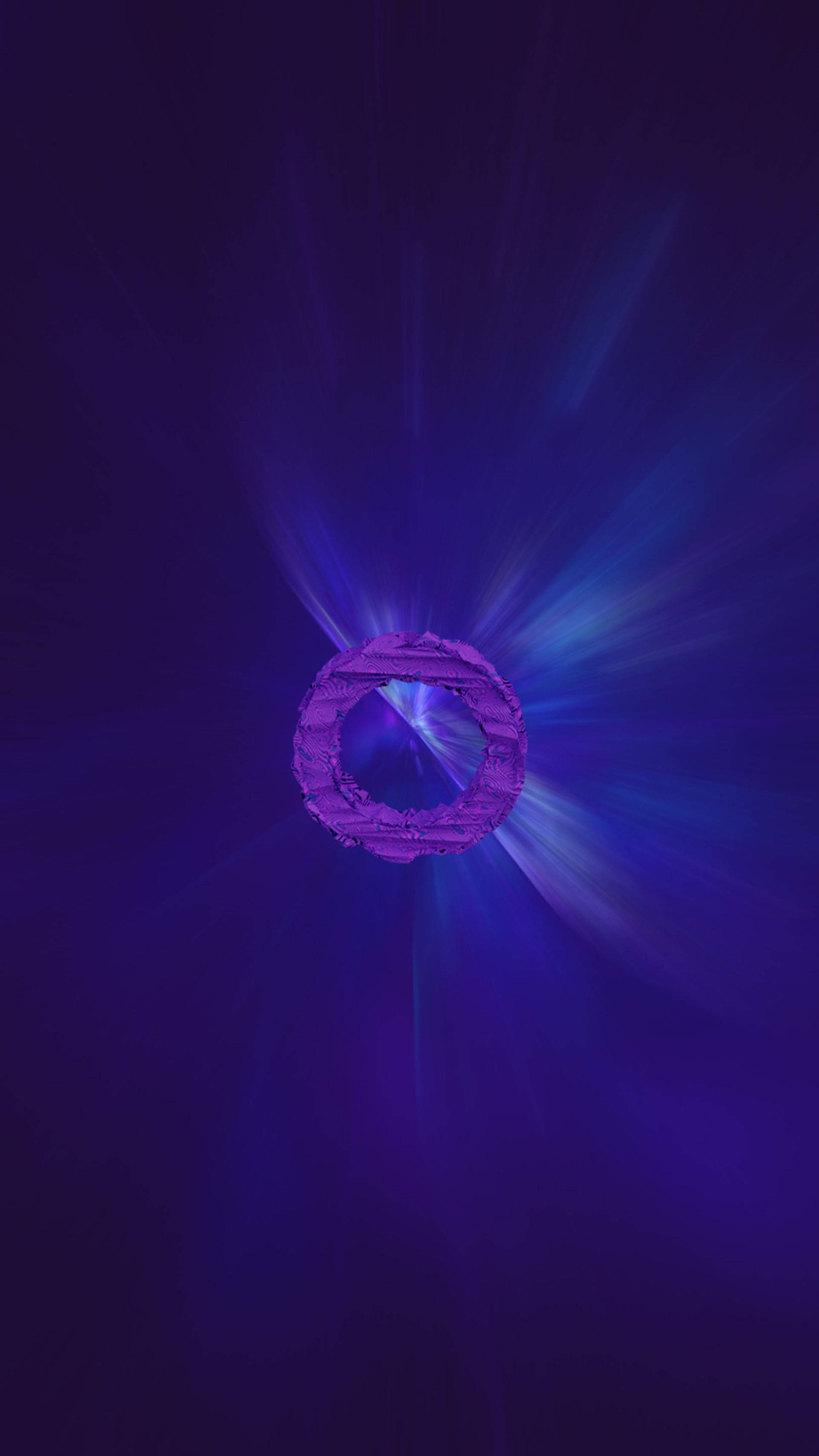 glowing purple ring, electric blue light, deep cosmic purple background, 2K Phone Wallpaper