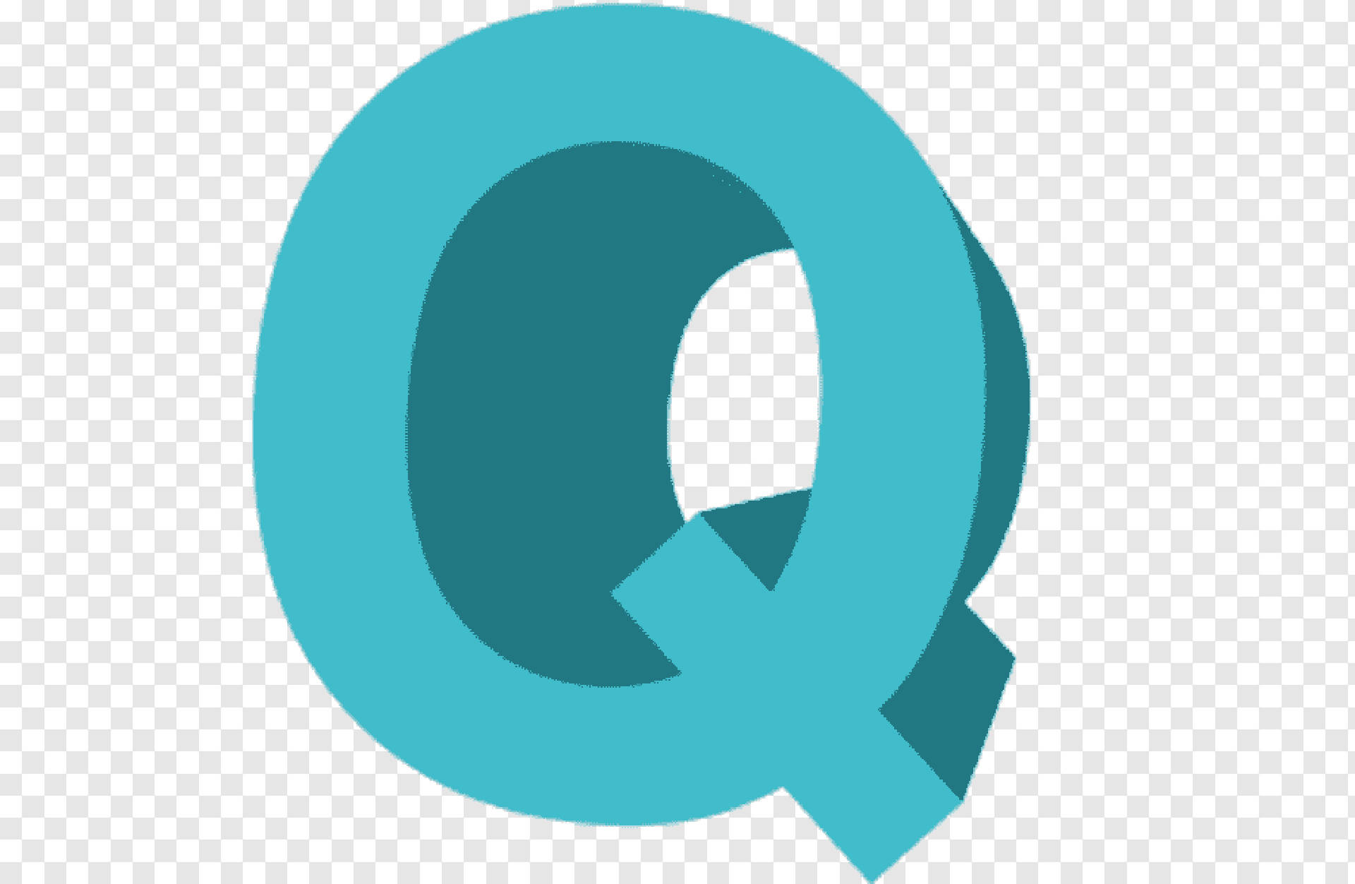 3D blue letter Q, teal letter Q, 3d shading, Full HD Desktop Wallpaper