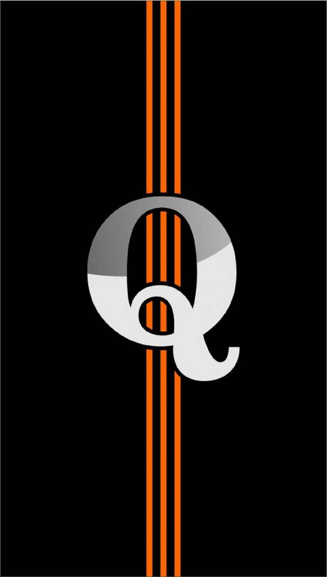 Letter Q, vibrant orange vertical stripes, white and gray, Full HD Phone Wallpaper