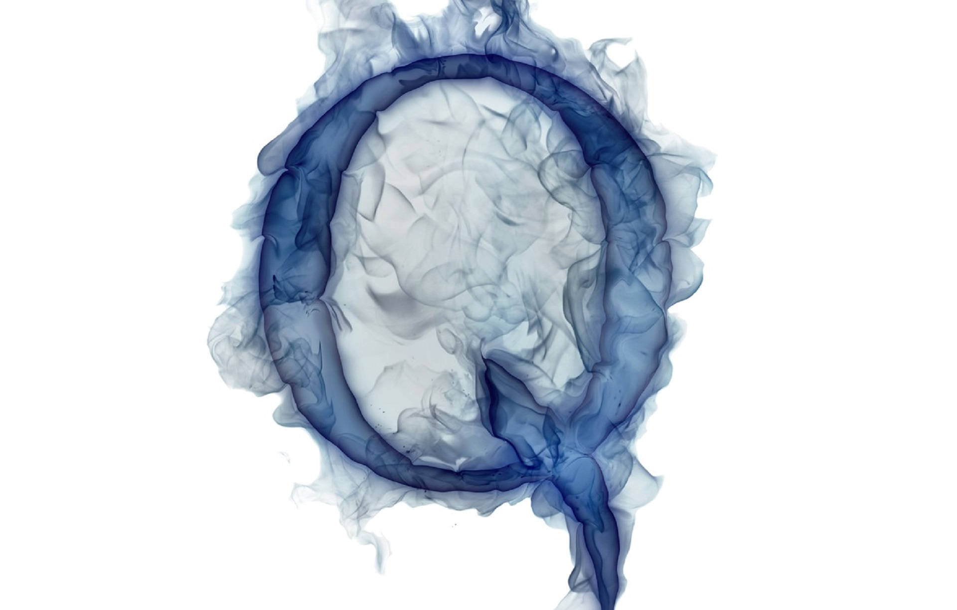 Letter Q, blue flames, swirling blue smoke, Full HD Desktop Wallpaper