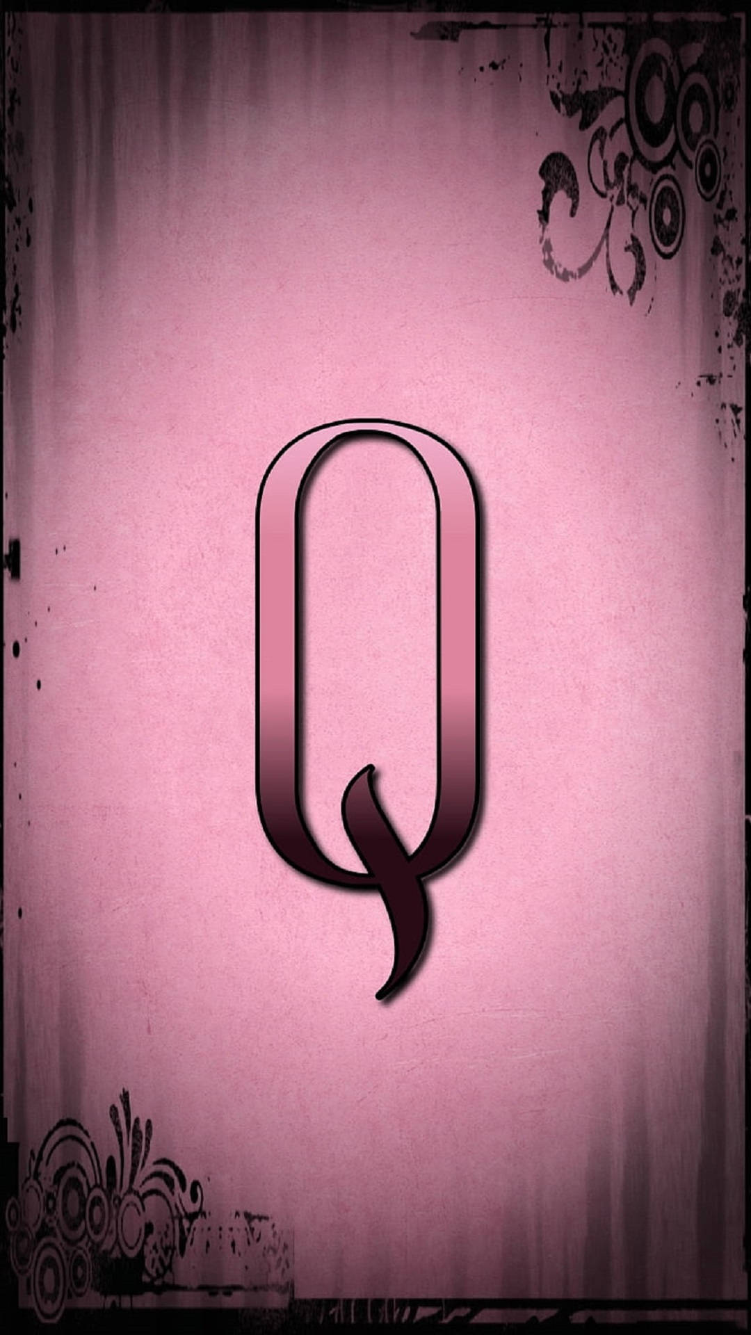 letter Q, dark burgundy, textured pink background, Full HD Phone Wallpaper