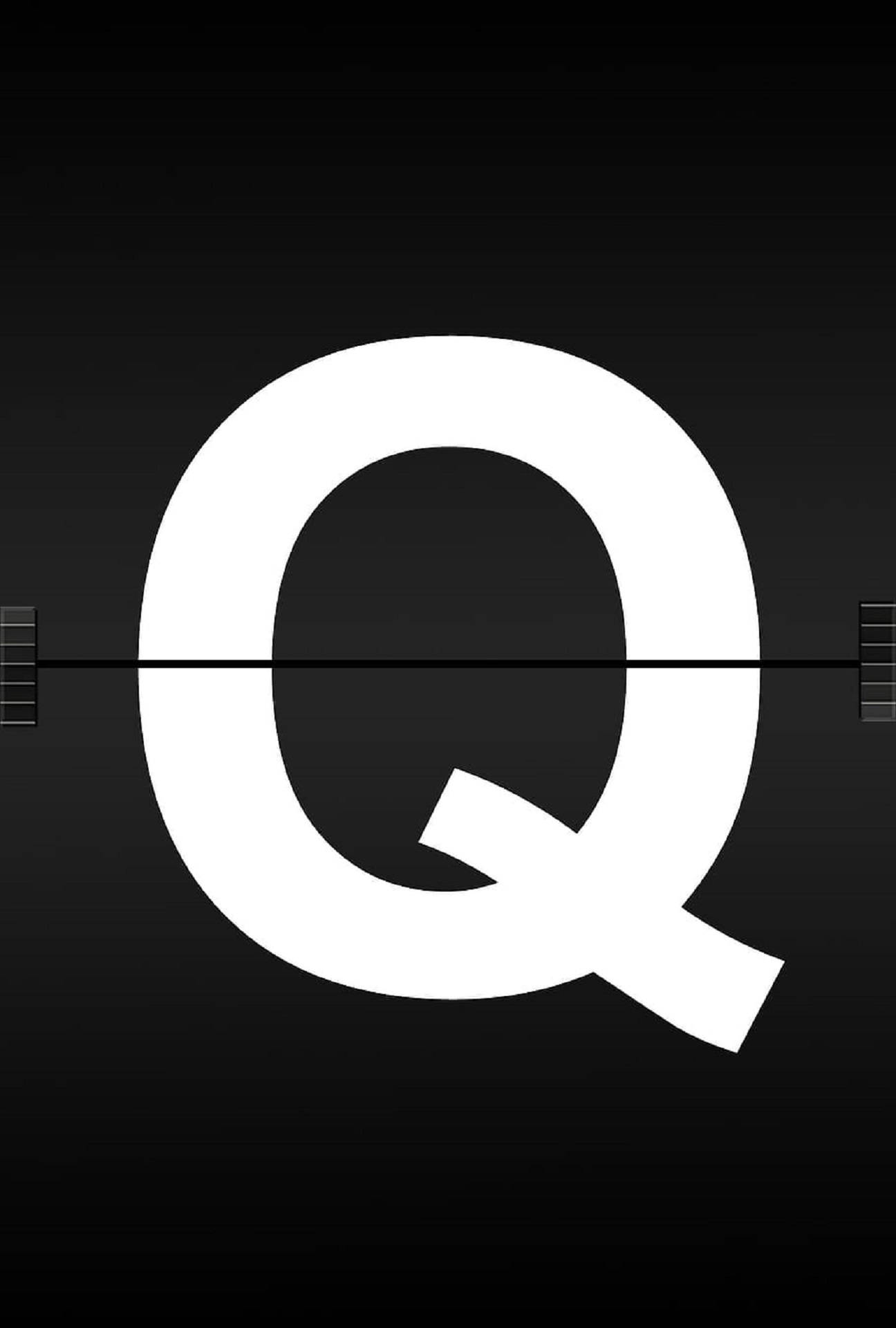 white letter Q, black background, horizontal film strip edges, Full HD Phone Wallpaper