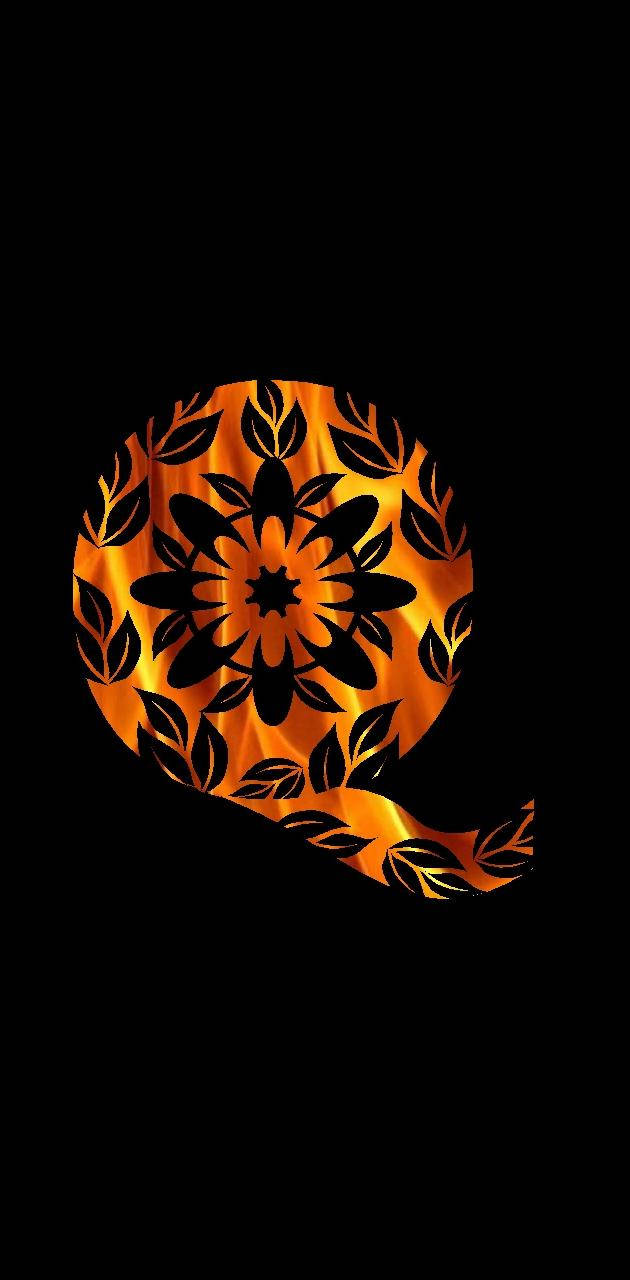 Letter Q, black leaves, fiery orange, HD Phone Wallpaper