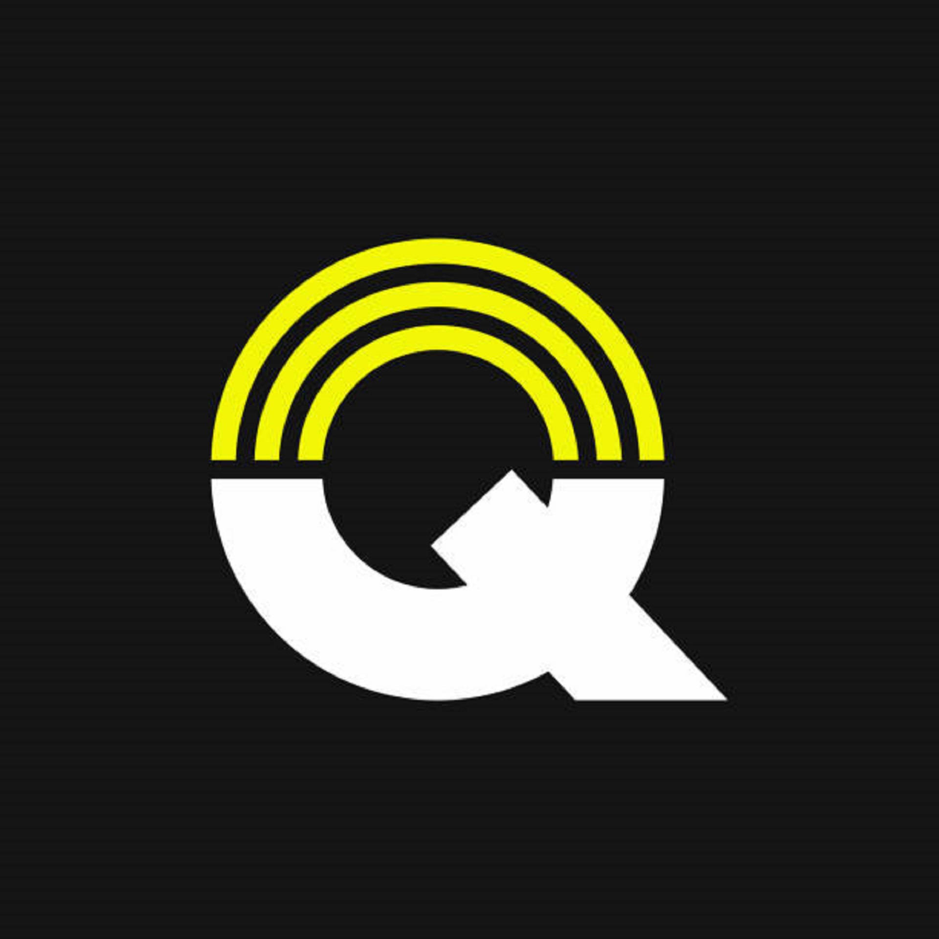 yellow rainbow, white letter Q, black textured background, Full HD Desktop Wallpaper