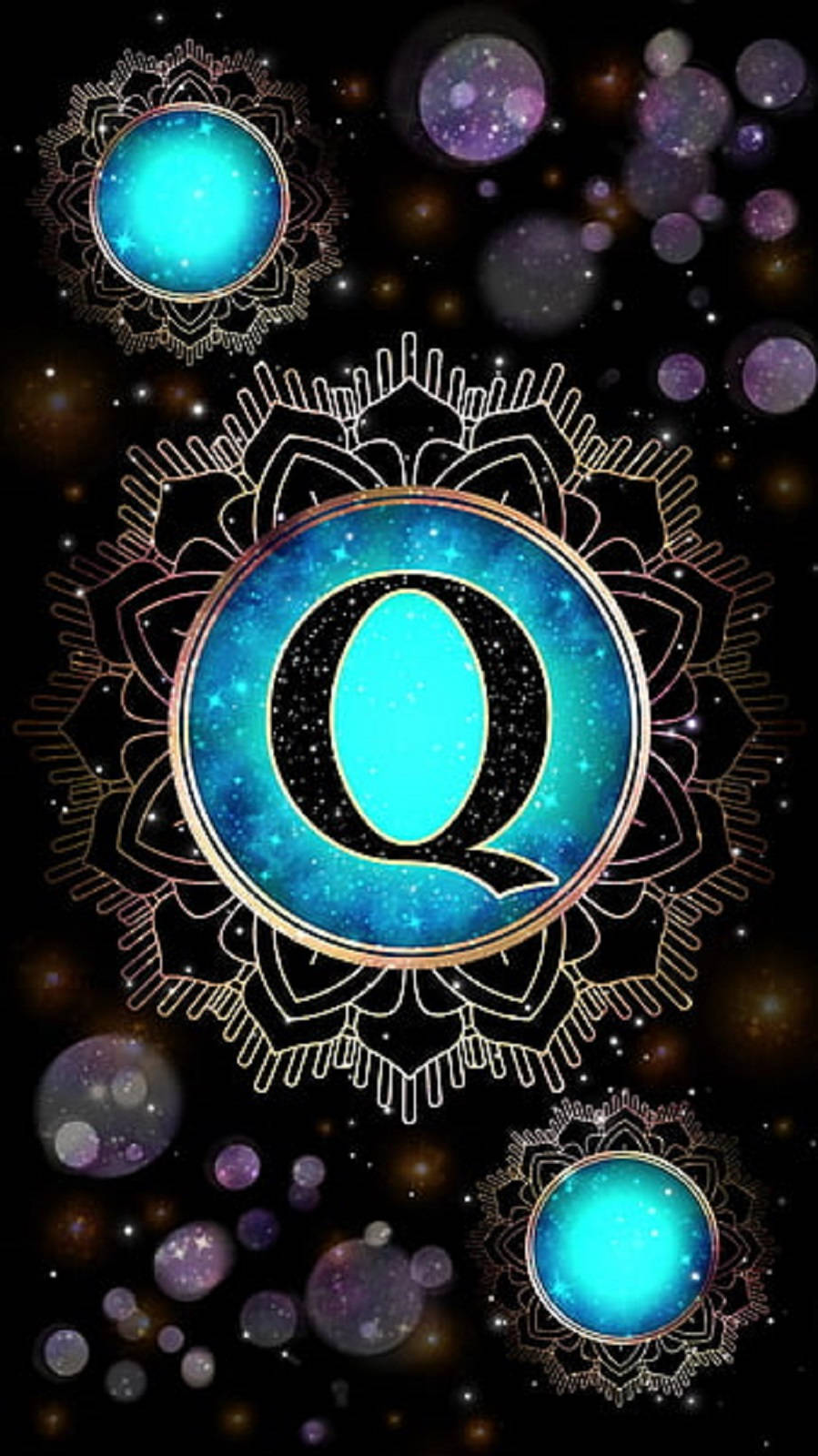 Gothic Mandala Letter Q, cosmic letter Q, mandala, HD Phone Wallpaper