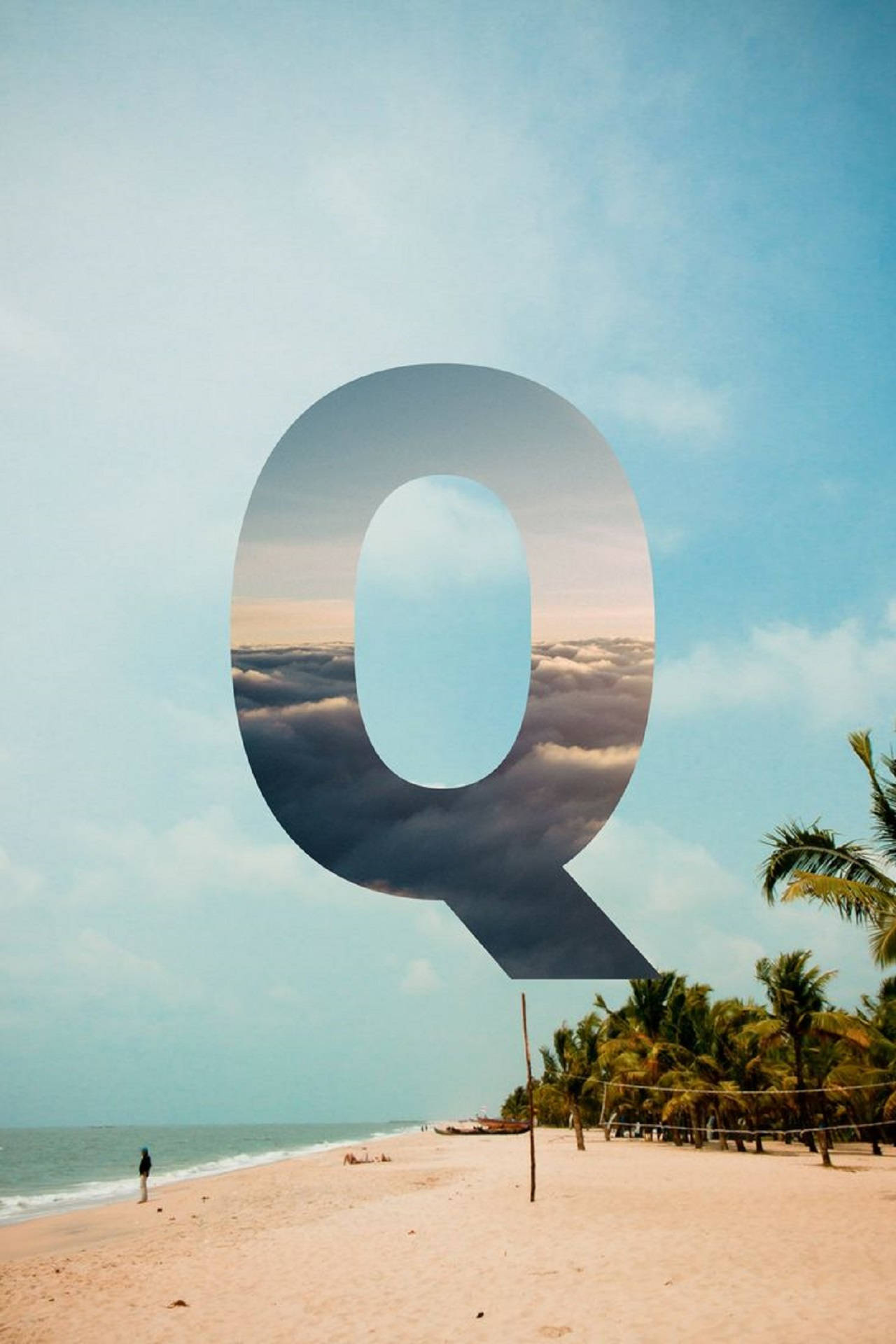 Letter Q, tropical beach, palm trees, Full HD Phone Wallpaper