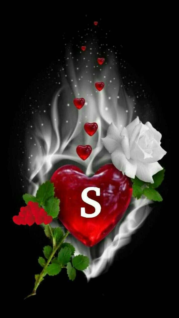 S in liquid red heart, glossy red heart, swirling smoke, HD Phone Wallpaper