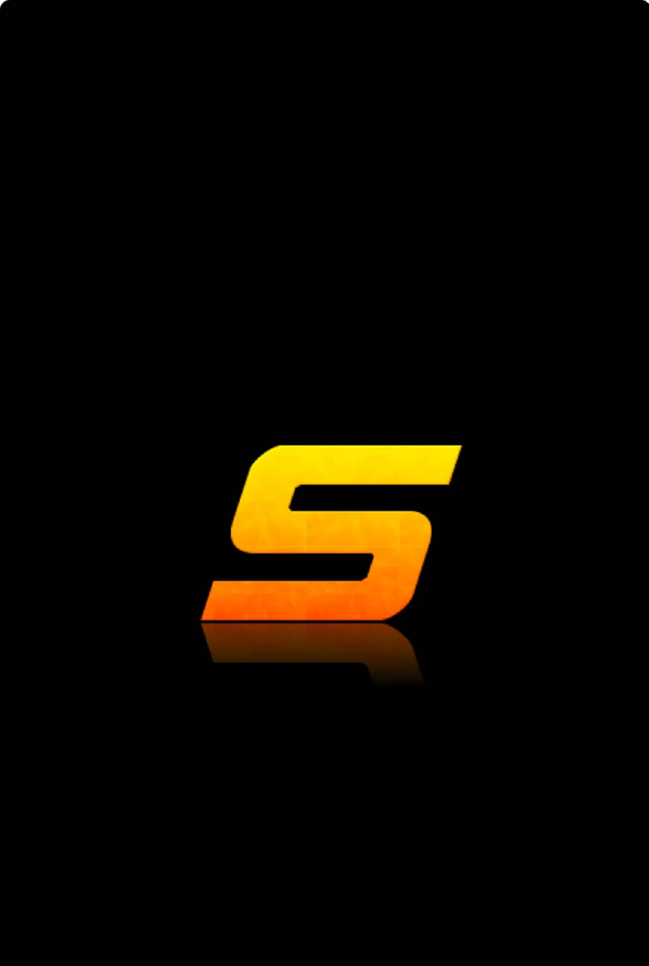 yellow letter S, black background, gradient yellow and orange, Full HD Phone Wallpaper