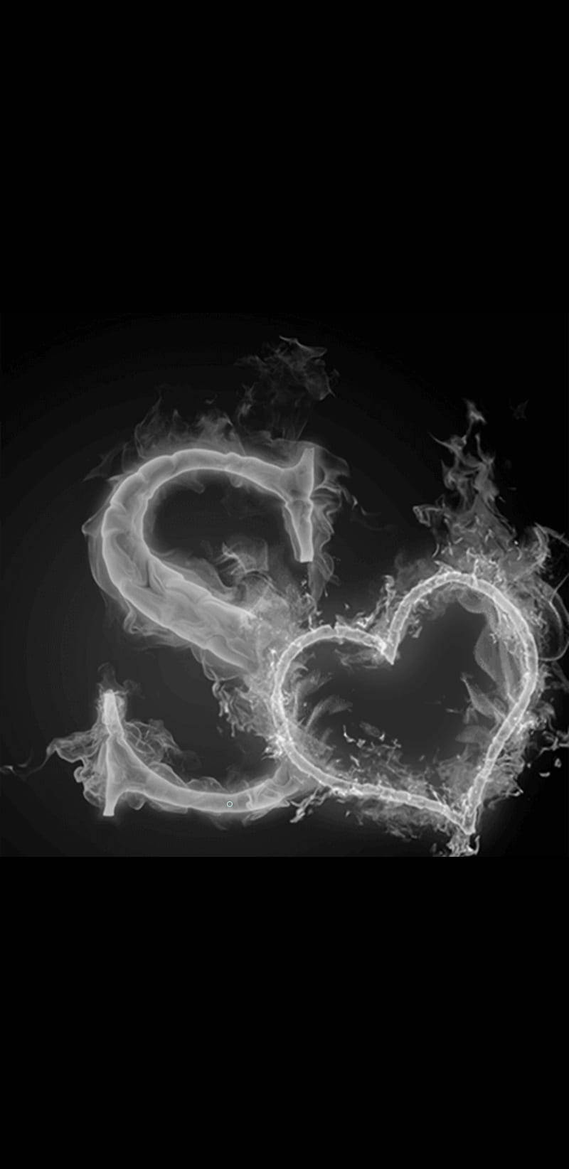 glowing white smoke, letter S, heart, HD Phone Wallpaper