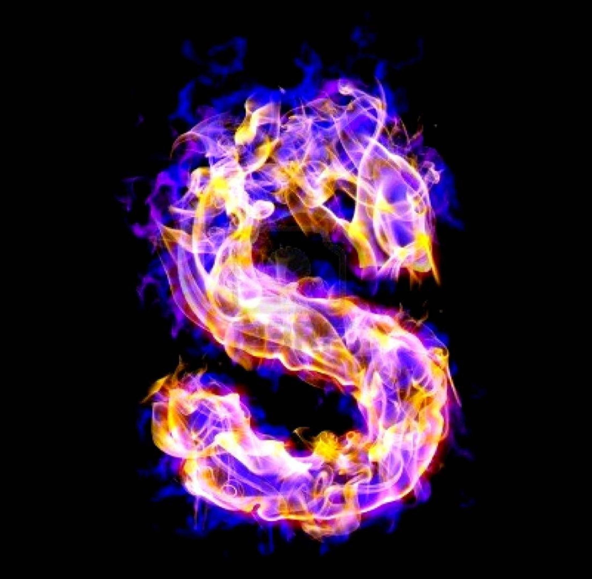 Letter S, swirling flames, vibrant purple, Full HD Desktop Wallpaper