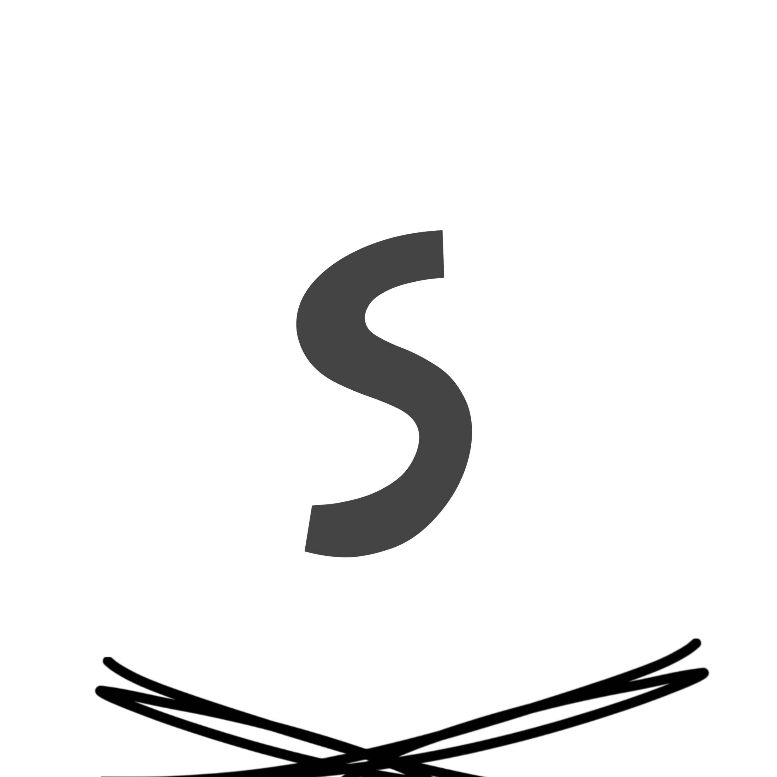 Italic S, dark gray, black scribble, 2K Desktop Wallpaper