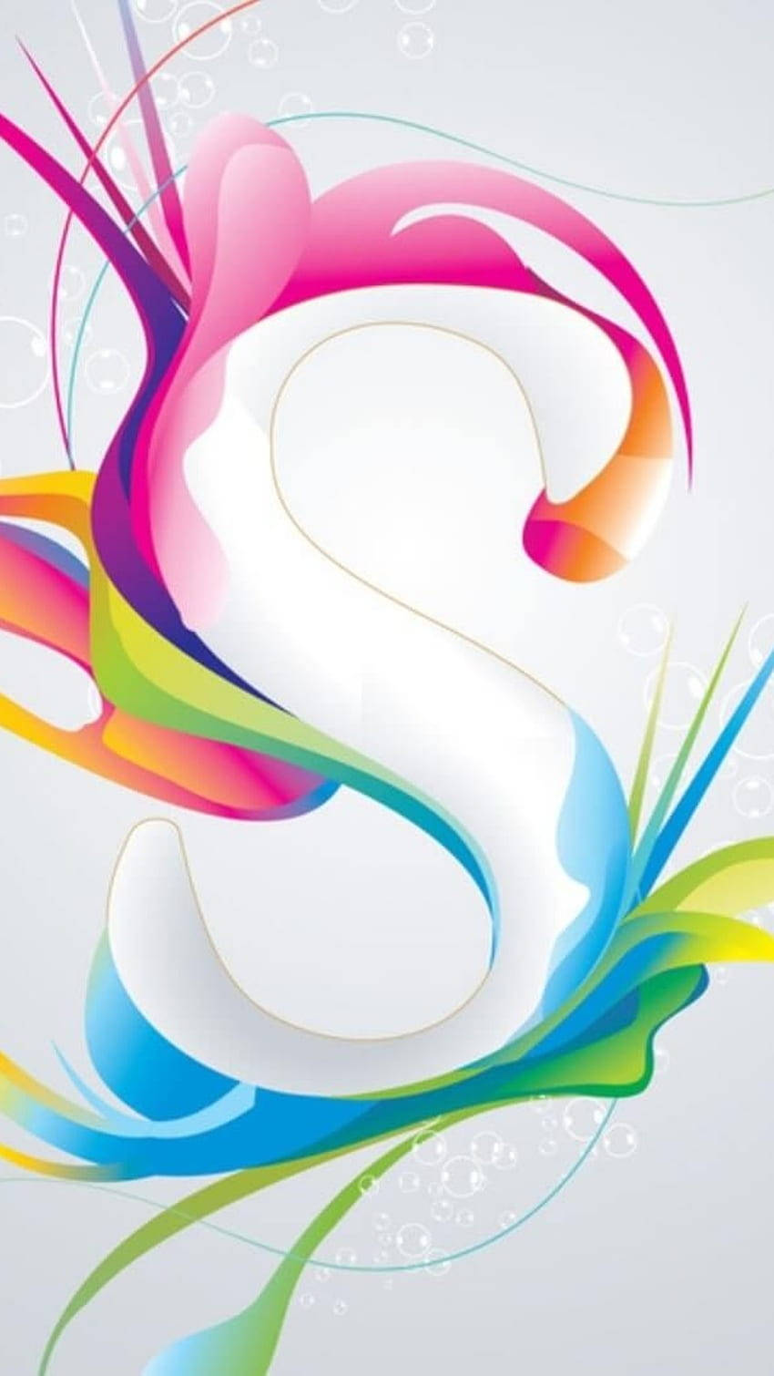 white floral s, rainbow hues, bubble accents, HD Phone Wallpaper