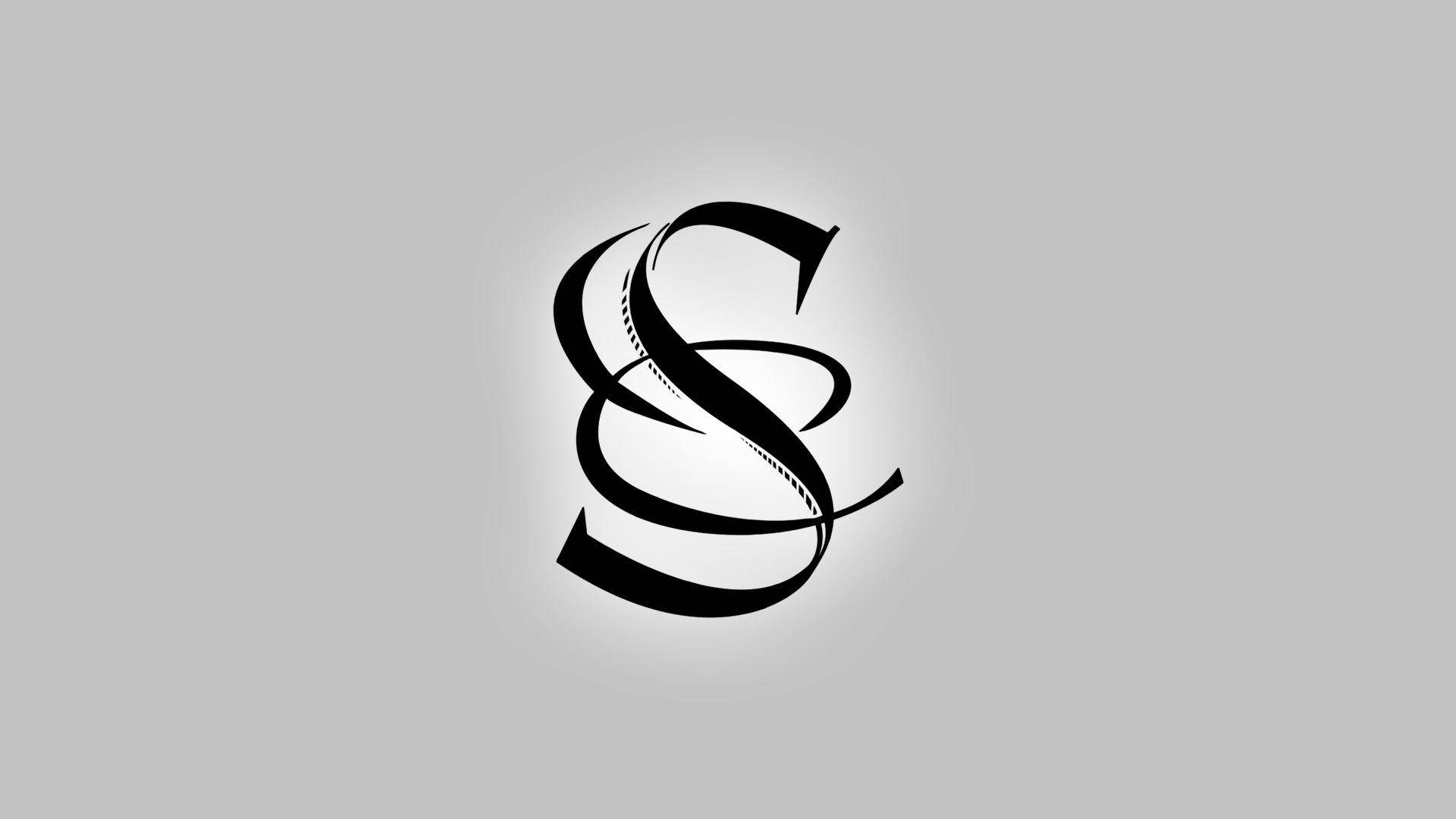Swooping S Alphabet, black, dotted inner edge, Full HD Desktop Wallpaper