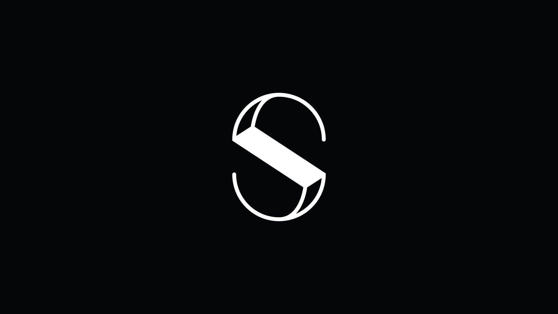 S-shaped Design, minimalist white stylized S logo, 3d effect, Full HD Desktop Wallpaper