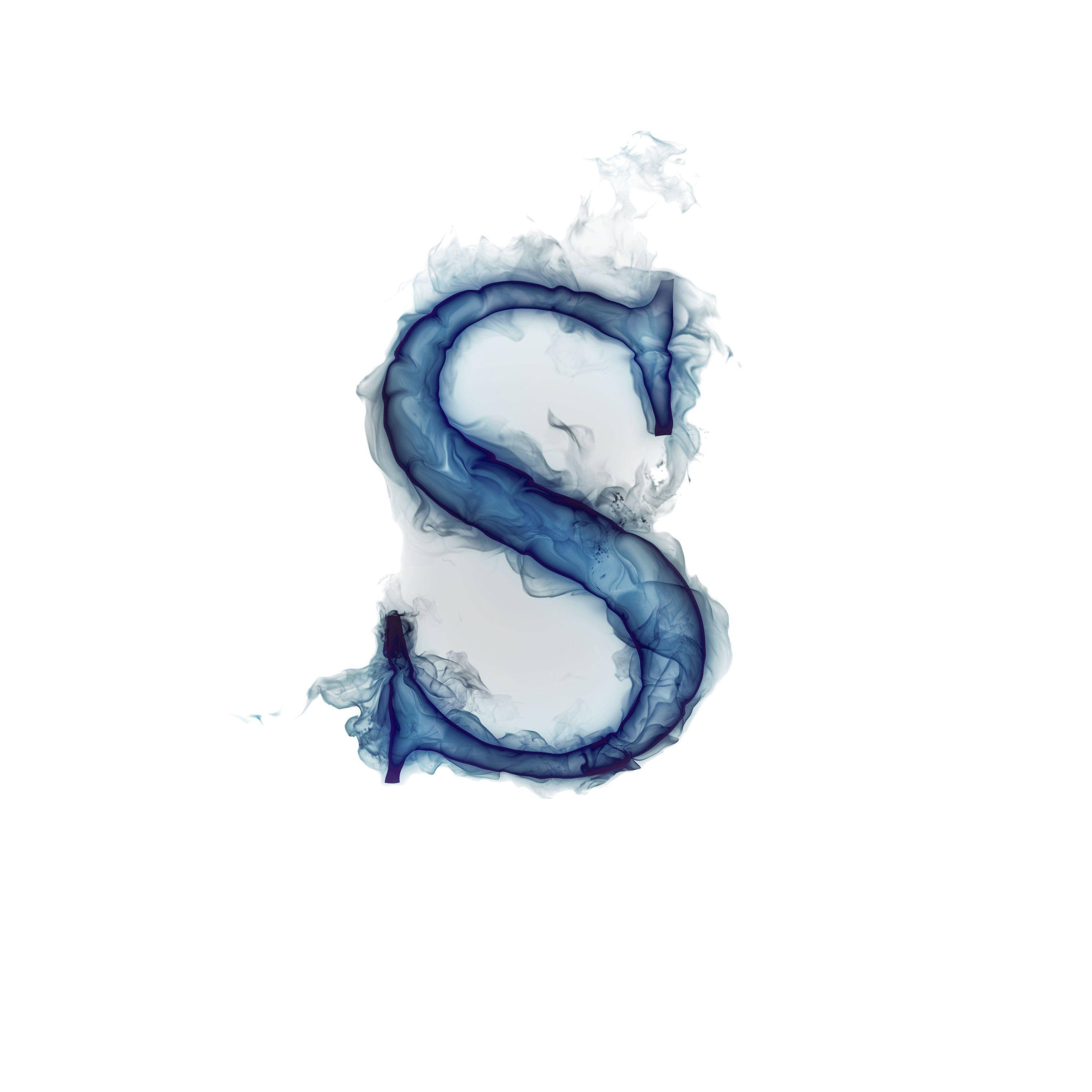 Cloudy Blue S, swirling blue smoke, stark white background, 2K Desktop Wallpaper