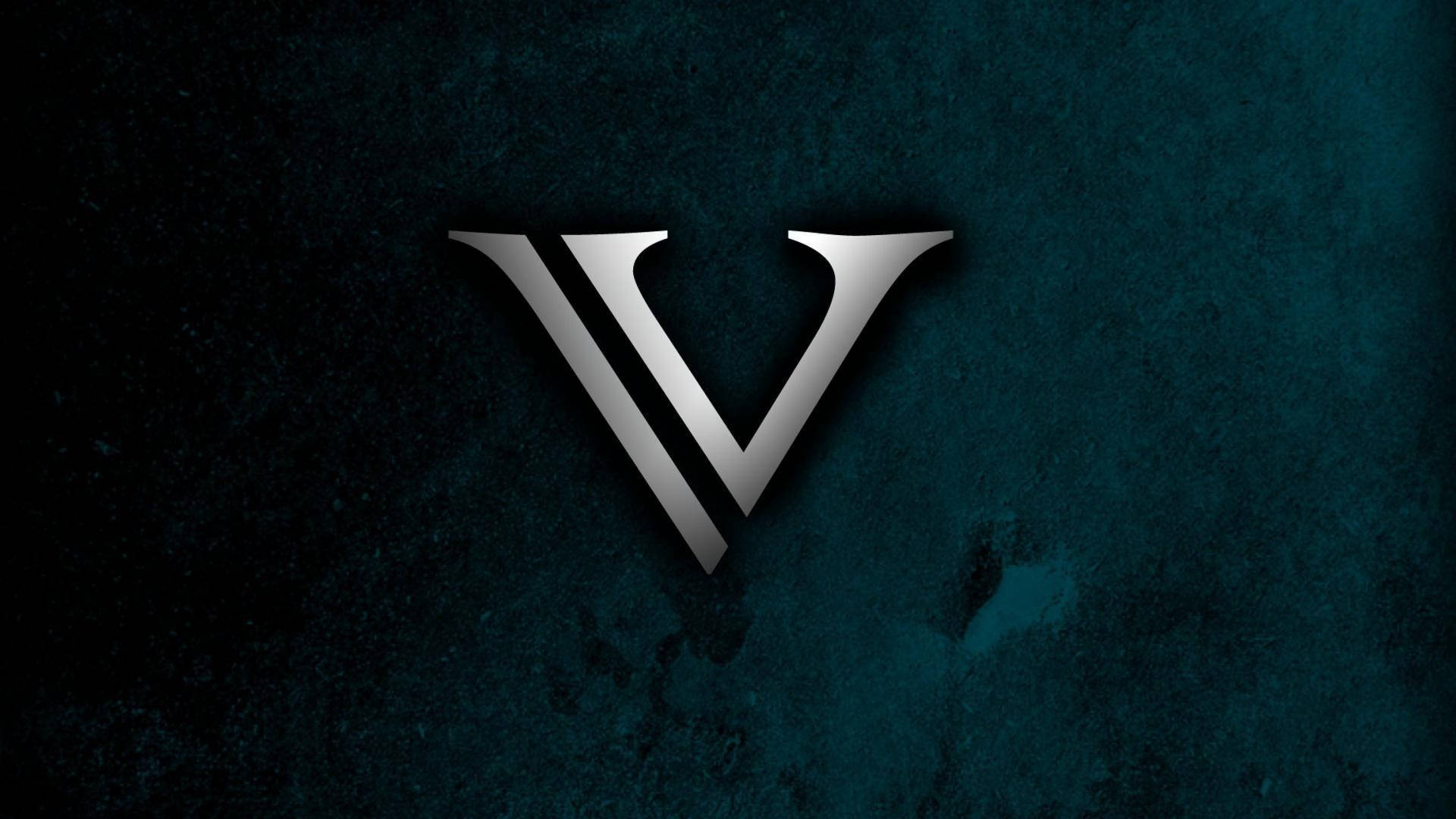 V, silver, dark teal, Full HD Desktop Wallpaper