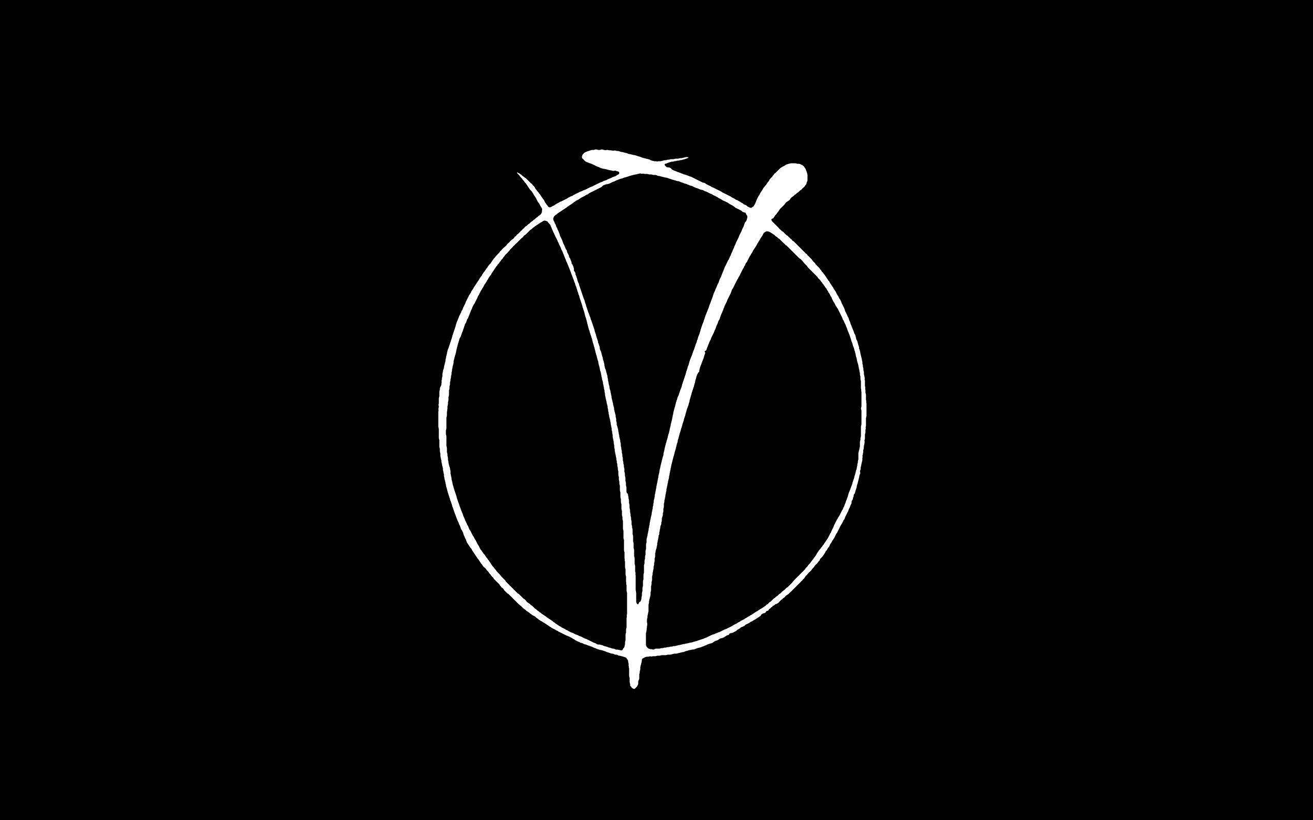 Thin Letter V, minimalist, white line drawing, 2K Desktop Wallpaper