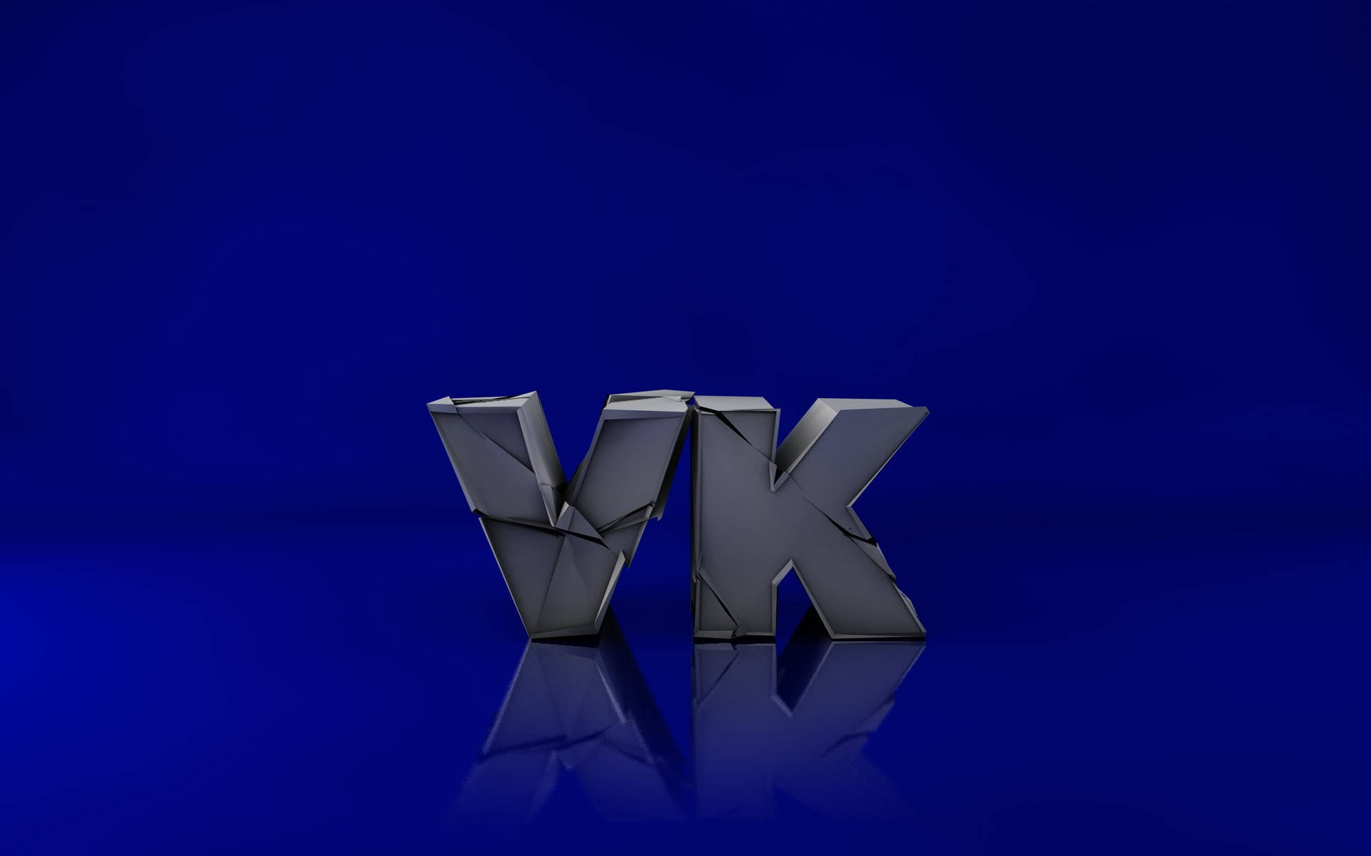 VK letters, geometric facets, reflective surface, Full HD Desktop Wallpaper