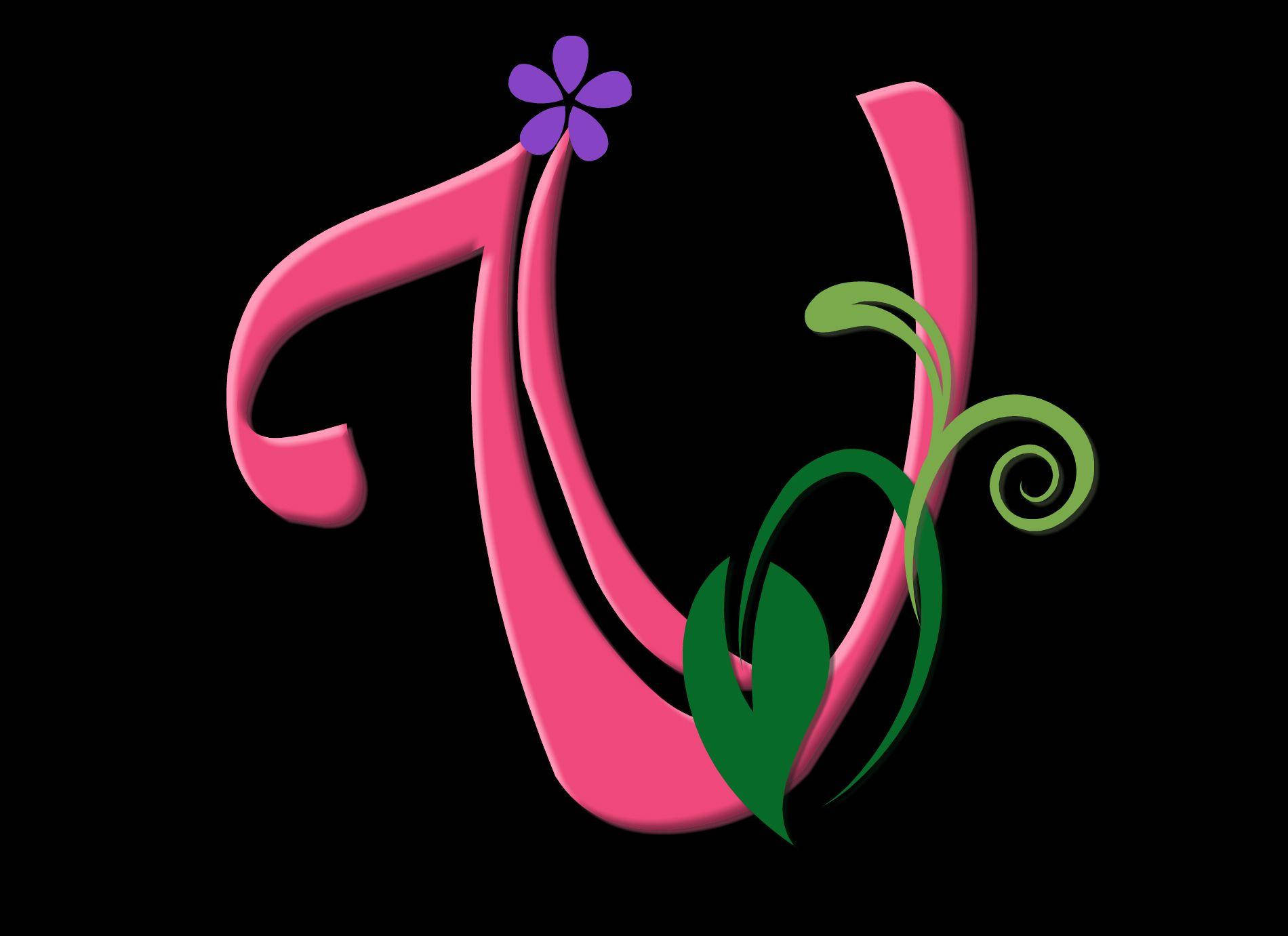 feminine letter v, pink letter V, purple flower, HD Desktop Wallpaper